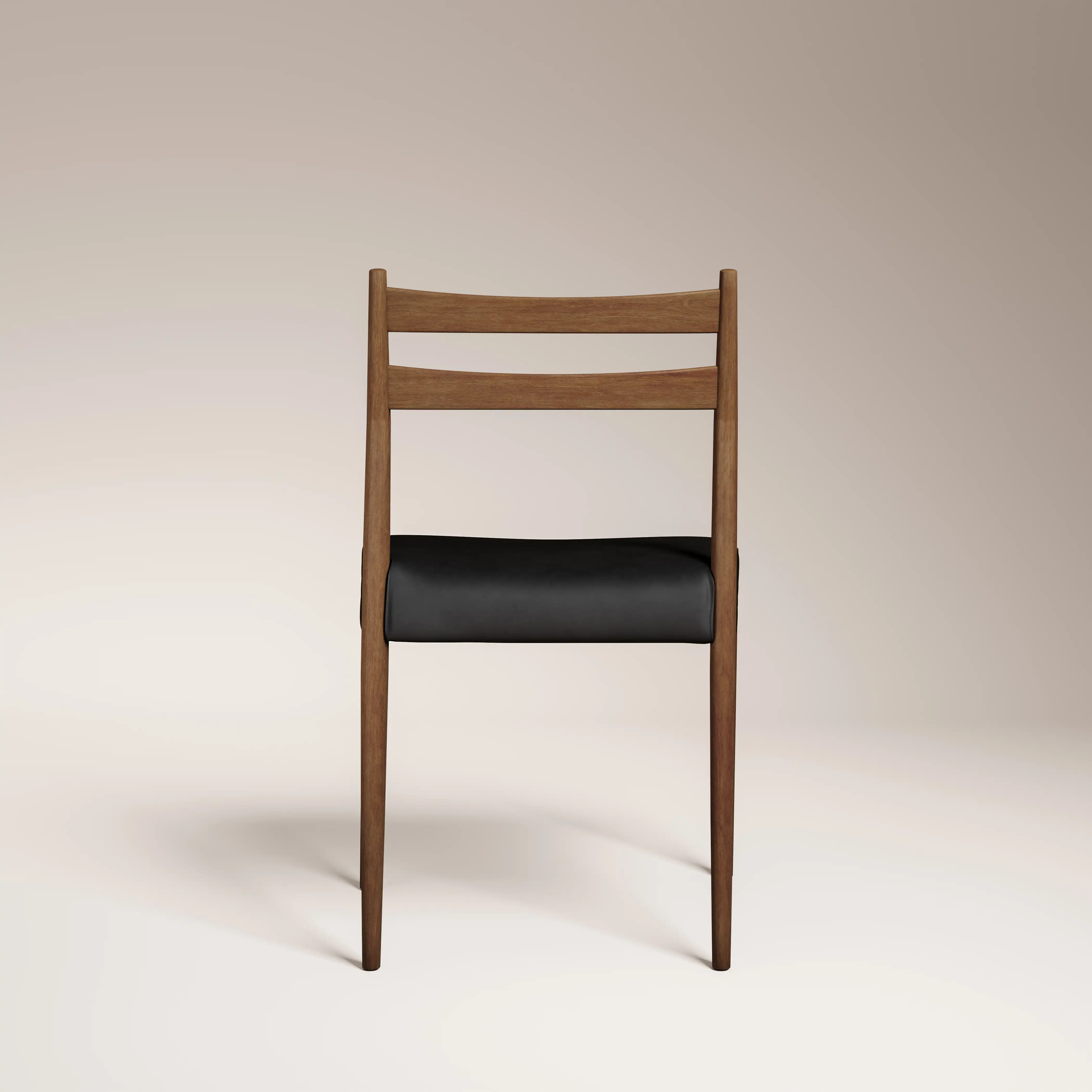 Caleb Wooden Dining Chair | Noir Black Faux Leather & Walnut - Image 6