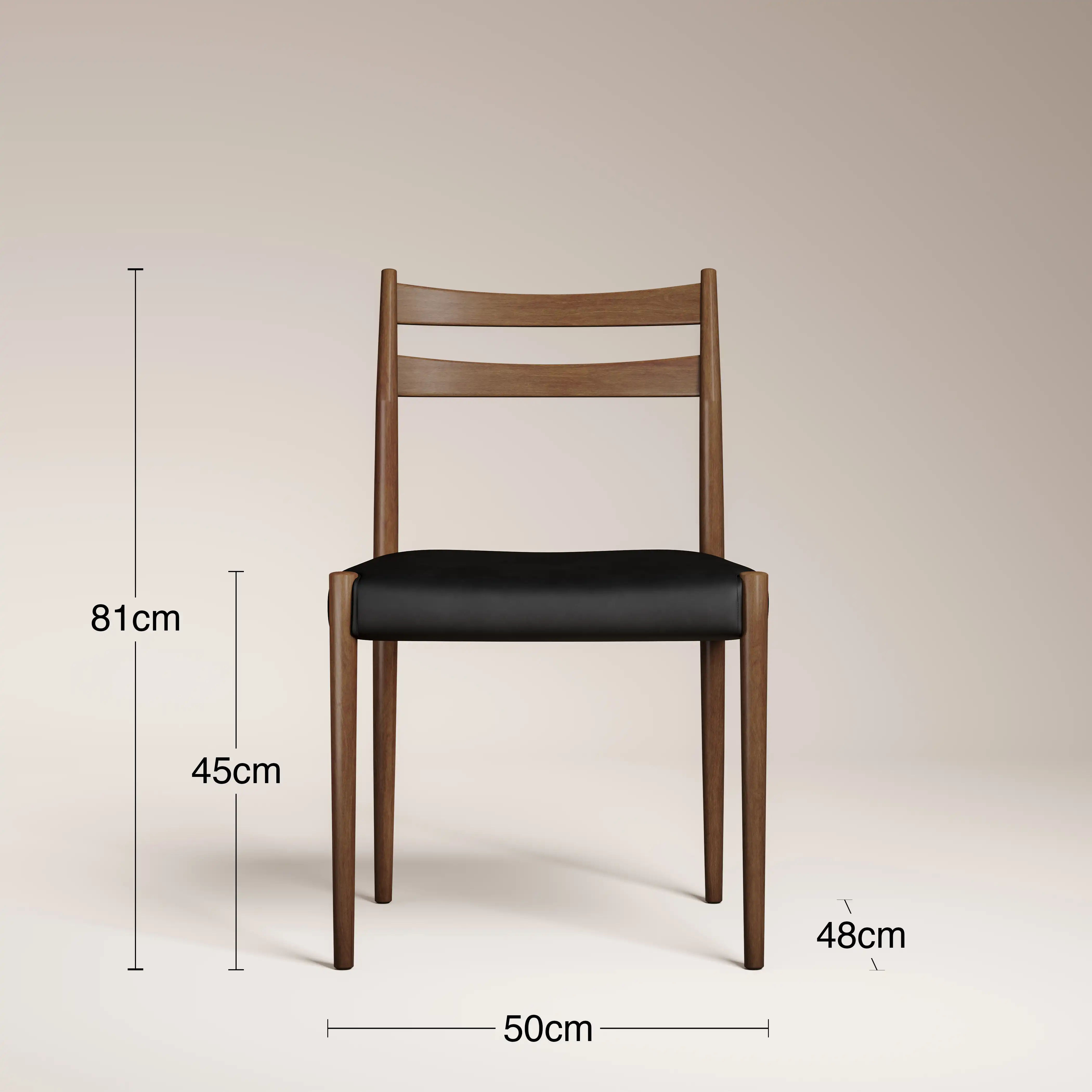 Caleb Wooden Dining Chair | Noir Black Faux Leather & Walnut - Image 7
