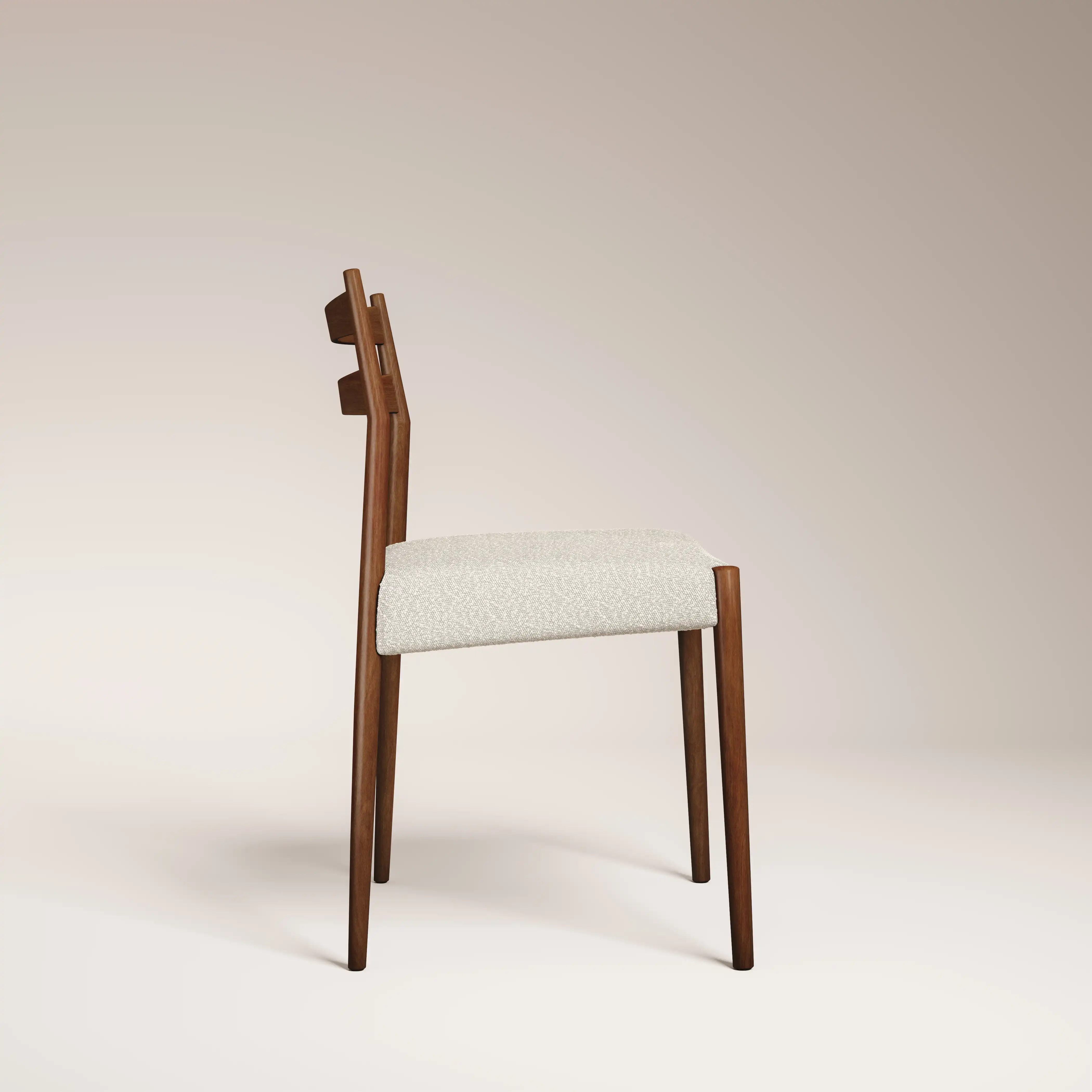 Caleb Wooden Dining Chair| Speckled Stone Sustainable Boucle & Walnut - Image 5