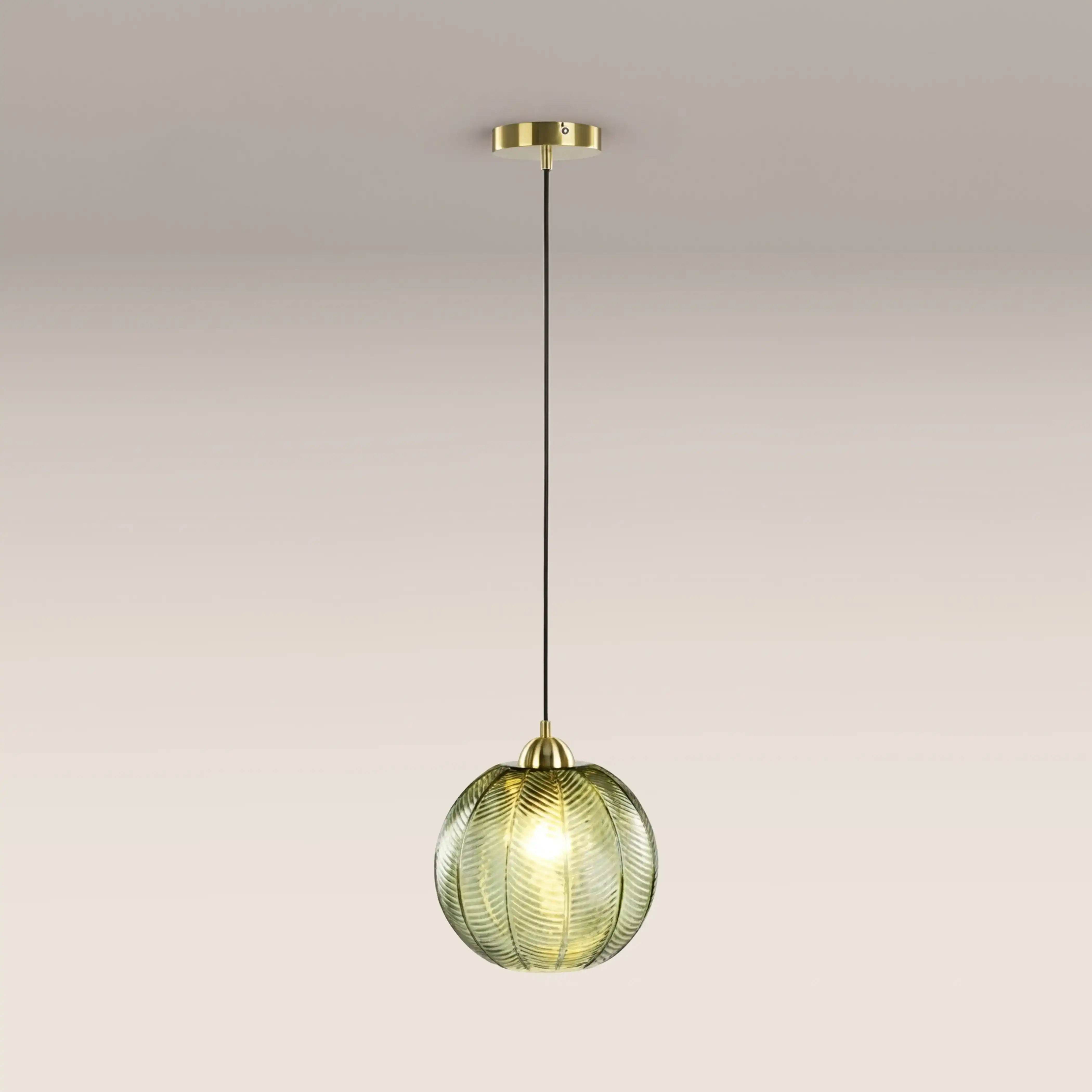 Calla Globe Pendant Light | Green & Brass - Image 2