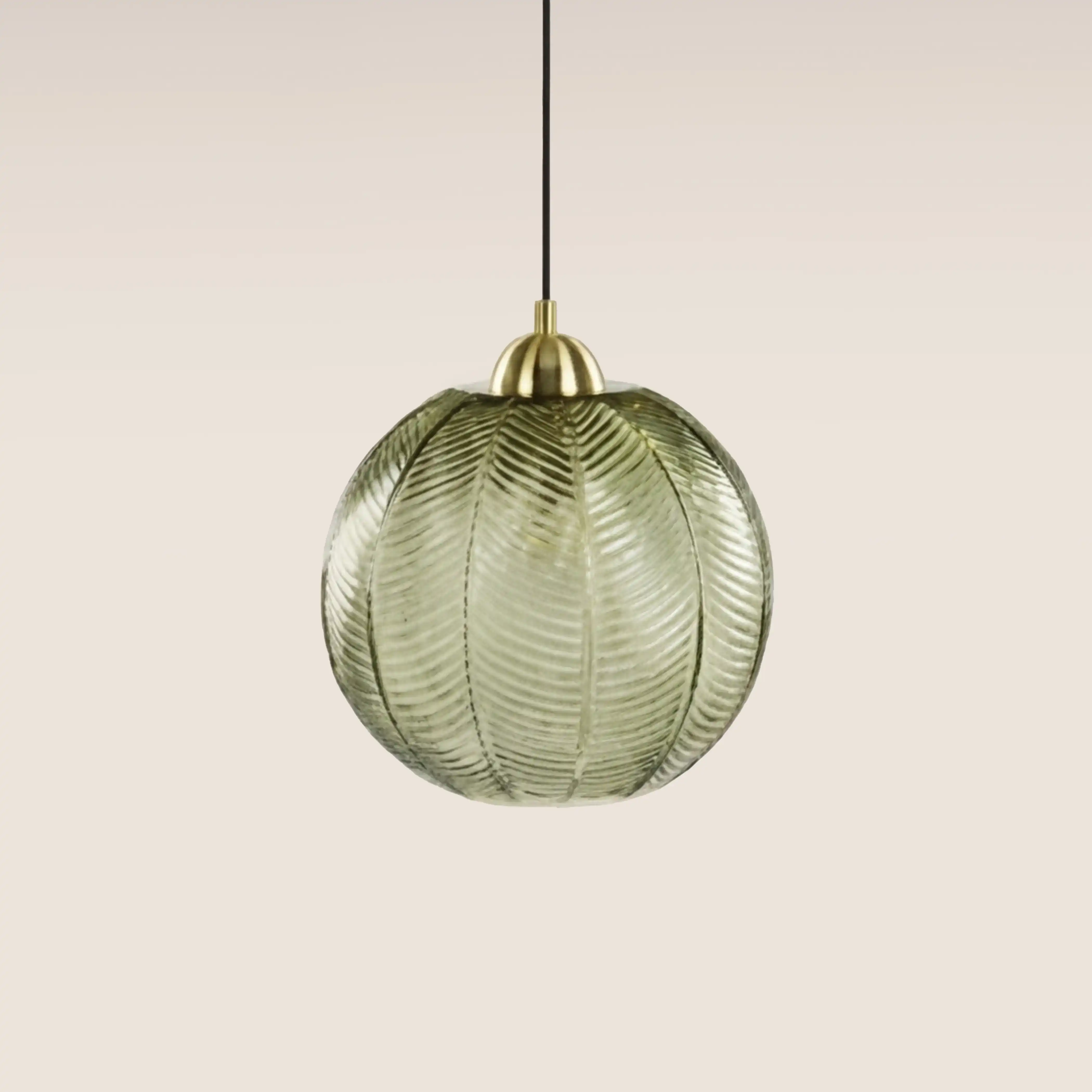 Calla Globe Pendant Light | Green & Brass - Image 3