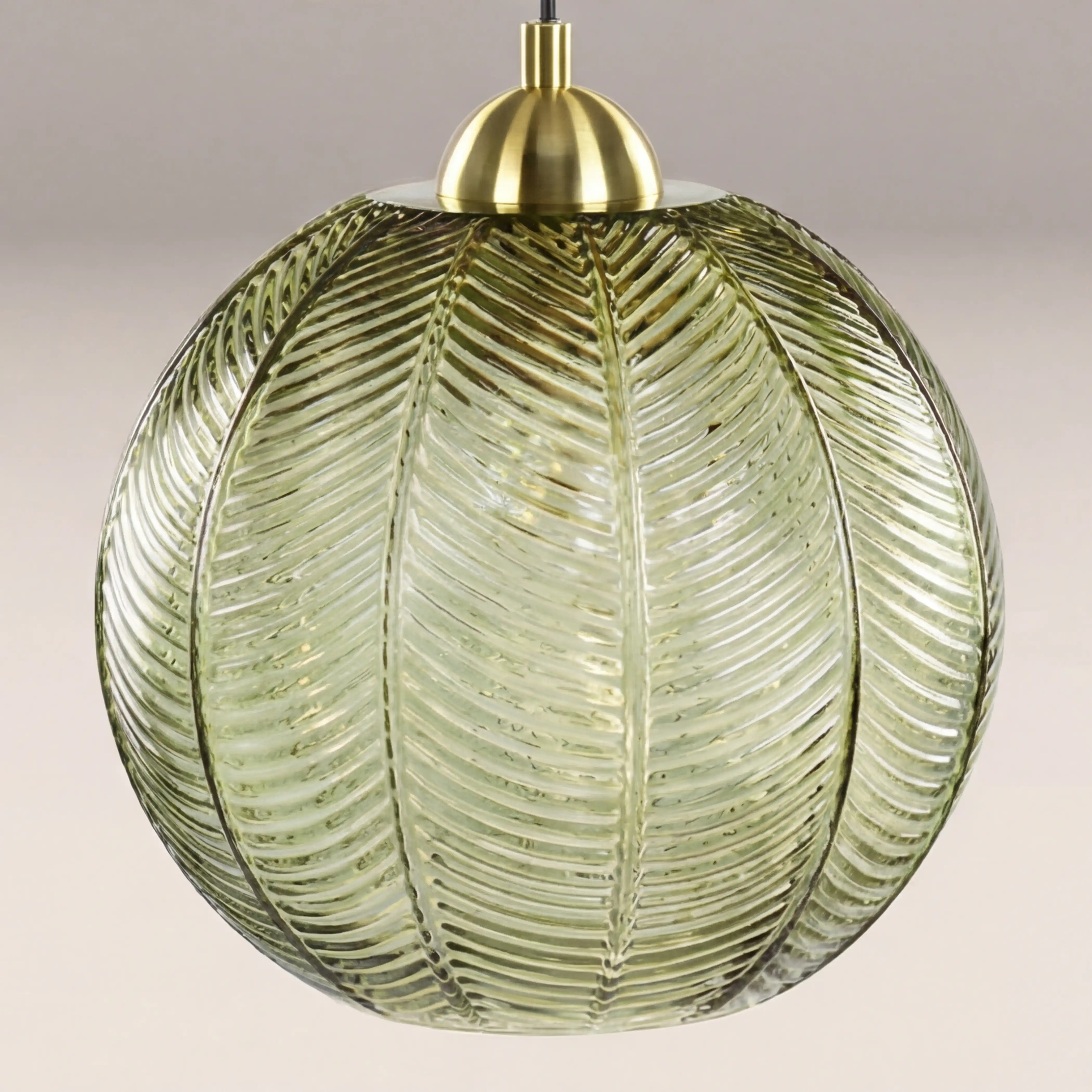 Calla Globe Pendant Light | Green & Brass - Image 4
