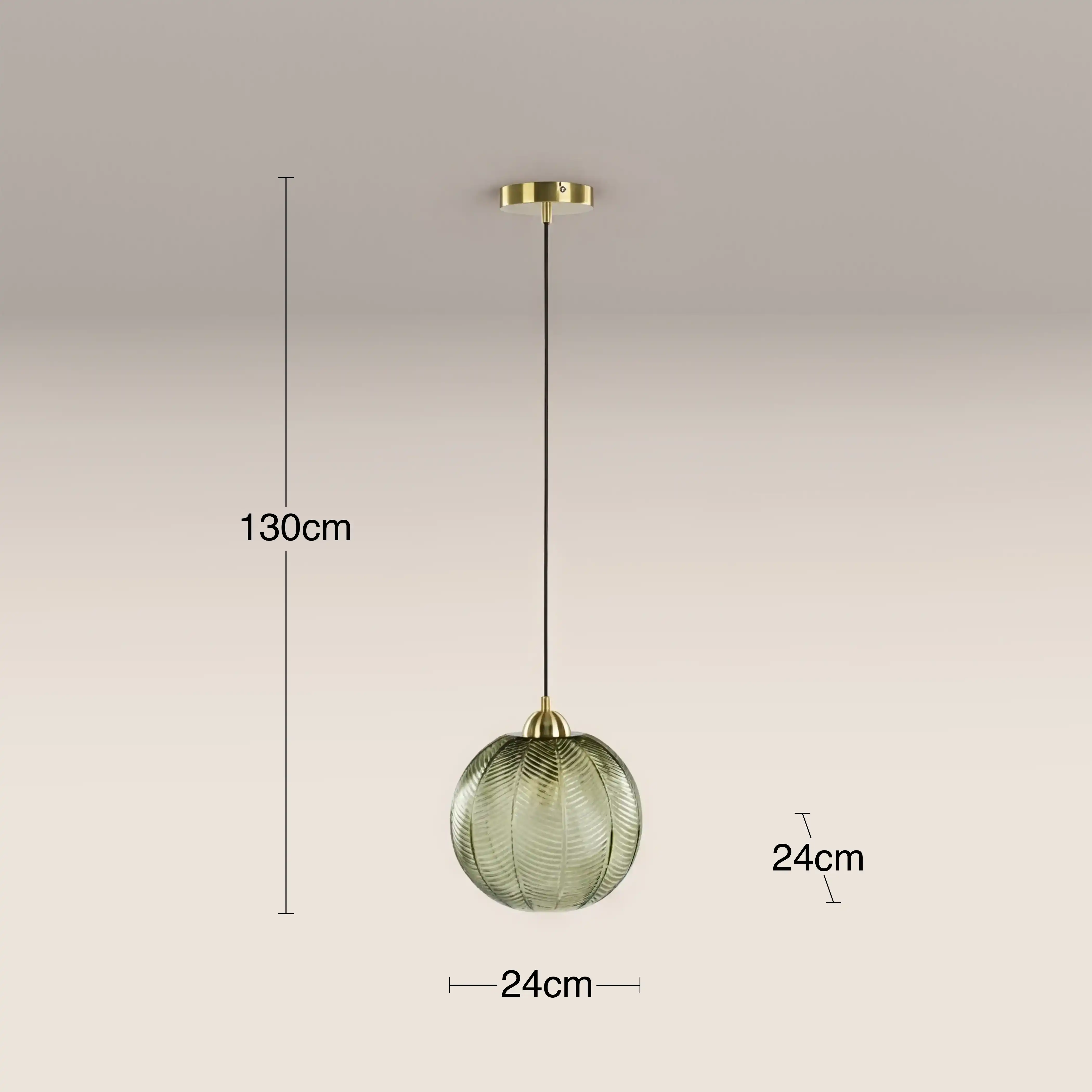 Calla Globe Pendant Light | Green & Brass - Image 5
