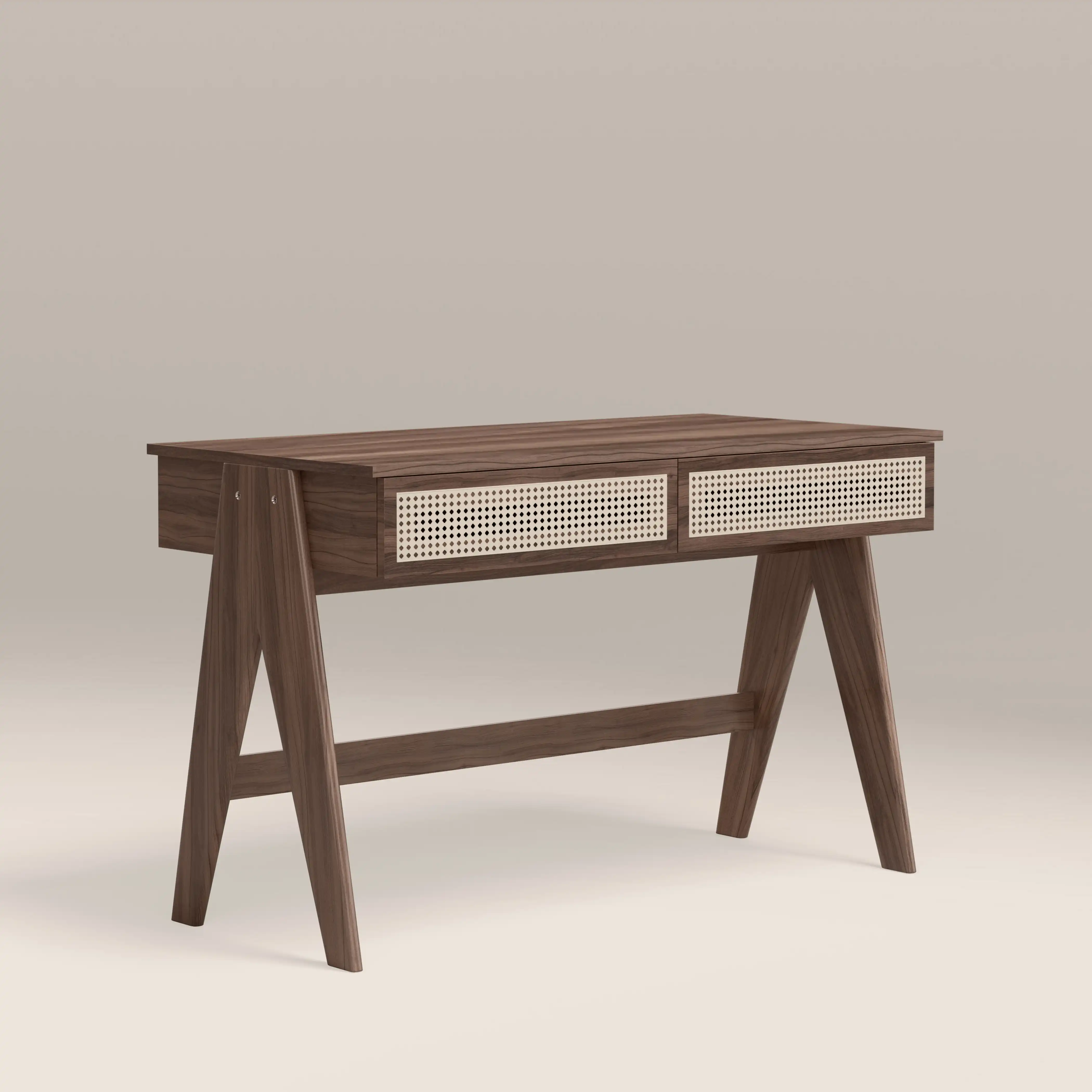 Campbell Large Wooden 2 Drawer Desk | Walnut - Image 4