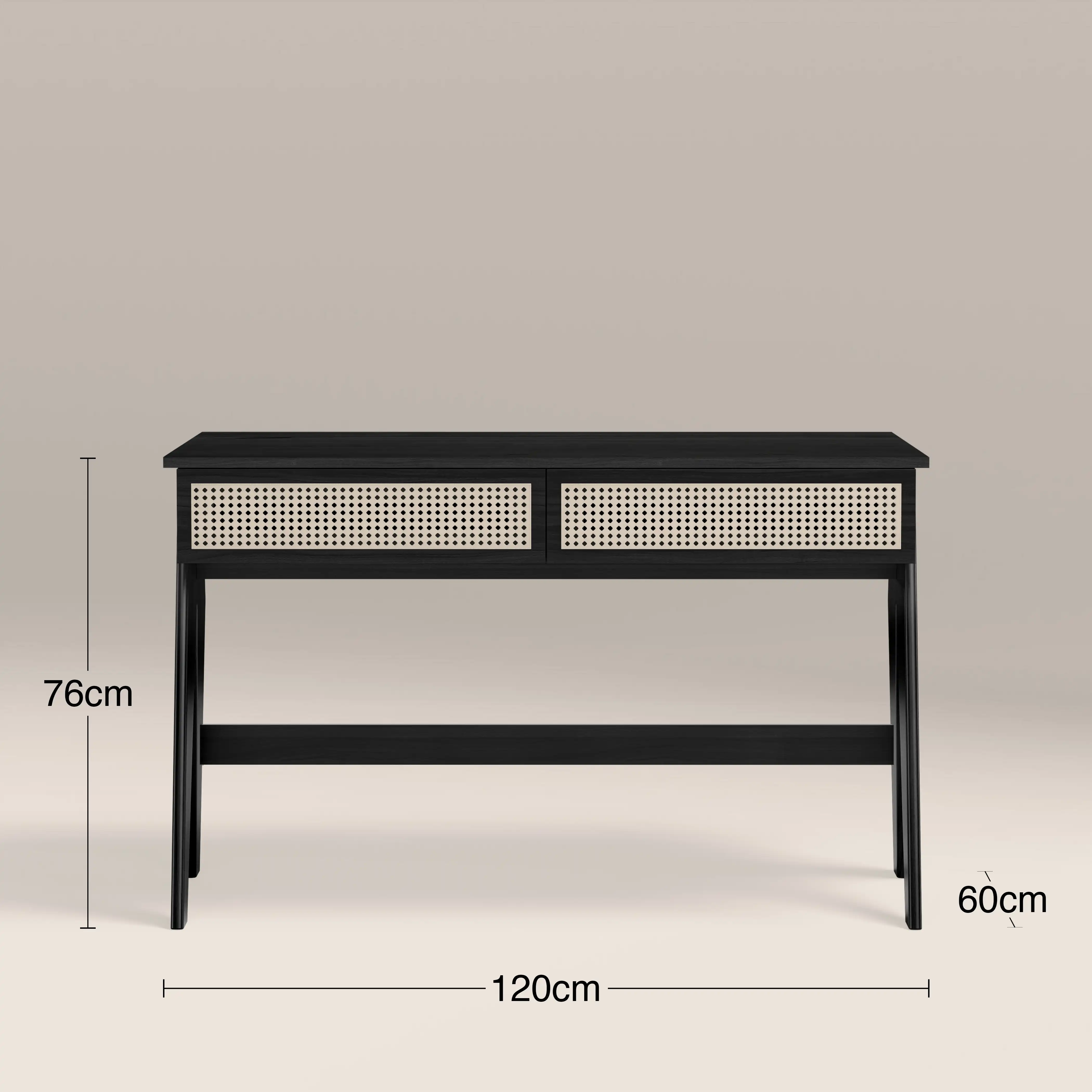 Campbell Large Wooden 2 Drawer Desk | Black - Image 5