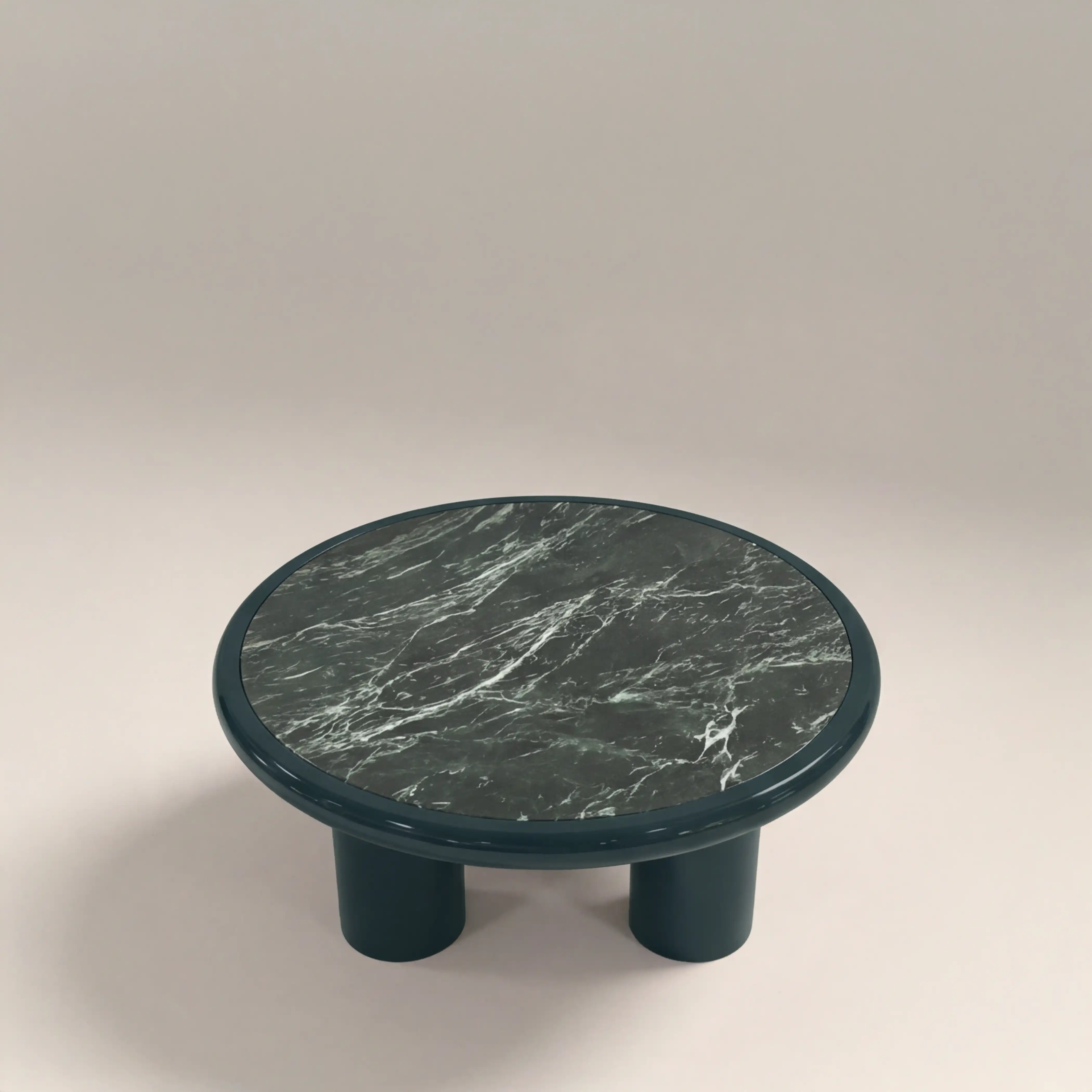 Carson Round Coffee Table | Emerald Green Marble & High Gloss Emerald Green - Image 3
