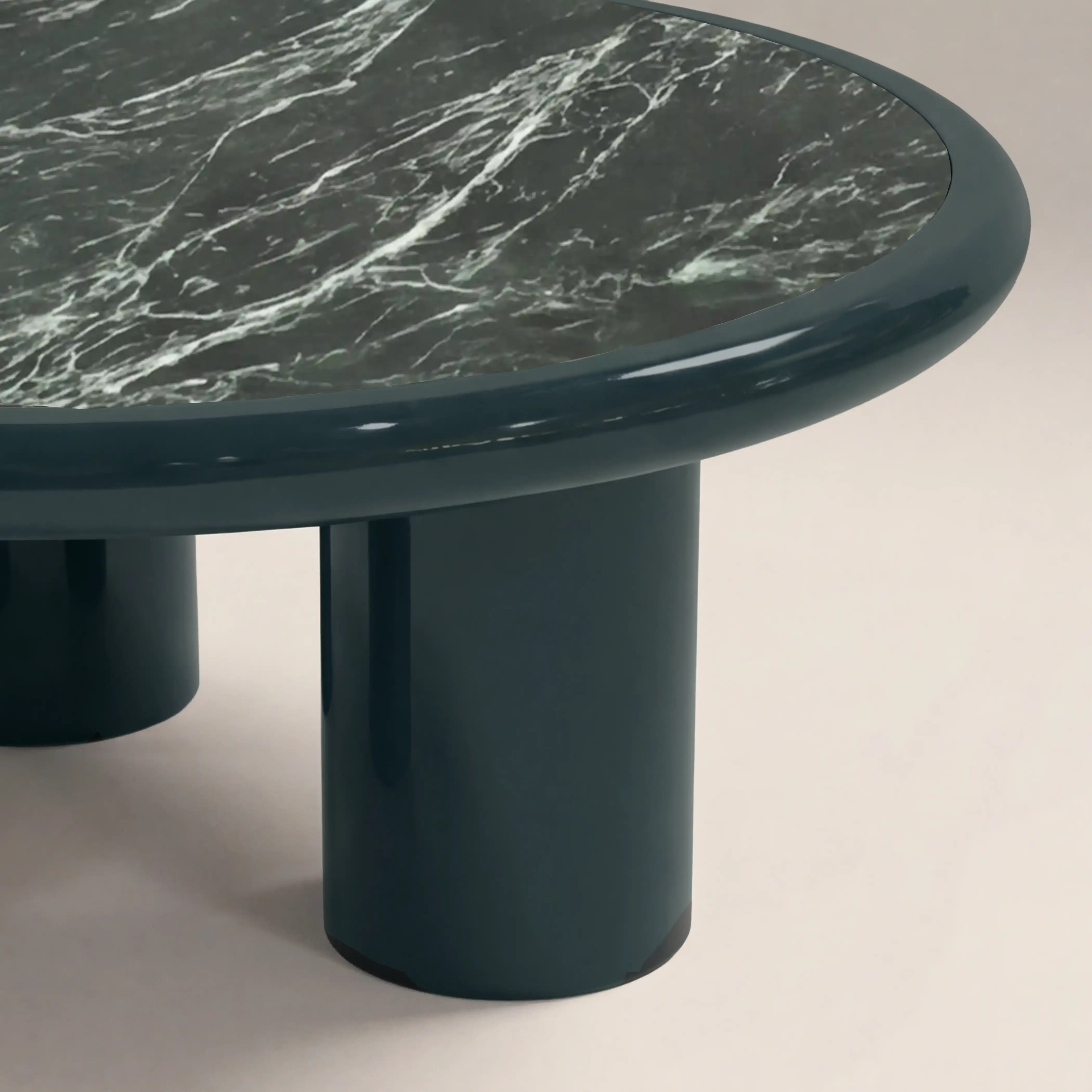 Carson Round Coffee Table | Emerald Green Marble & High Gloss Emerald Green - Image 4