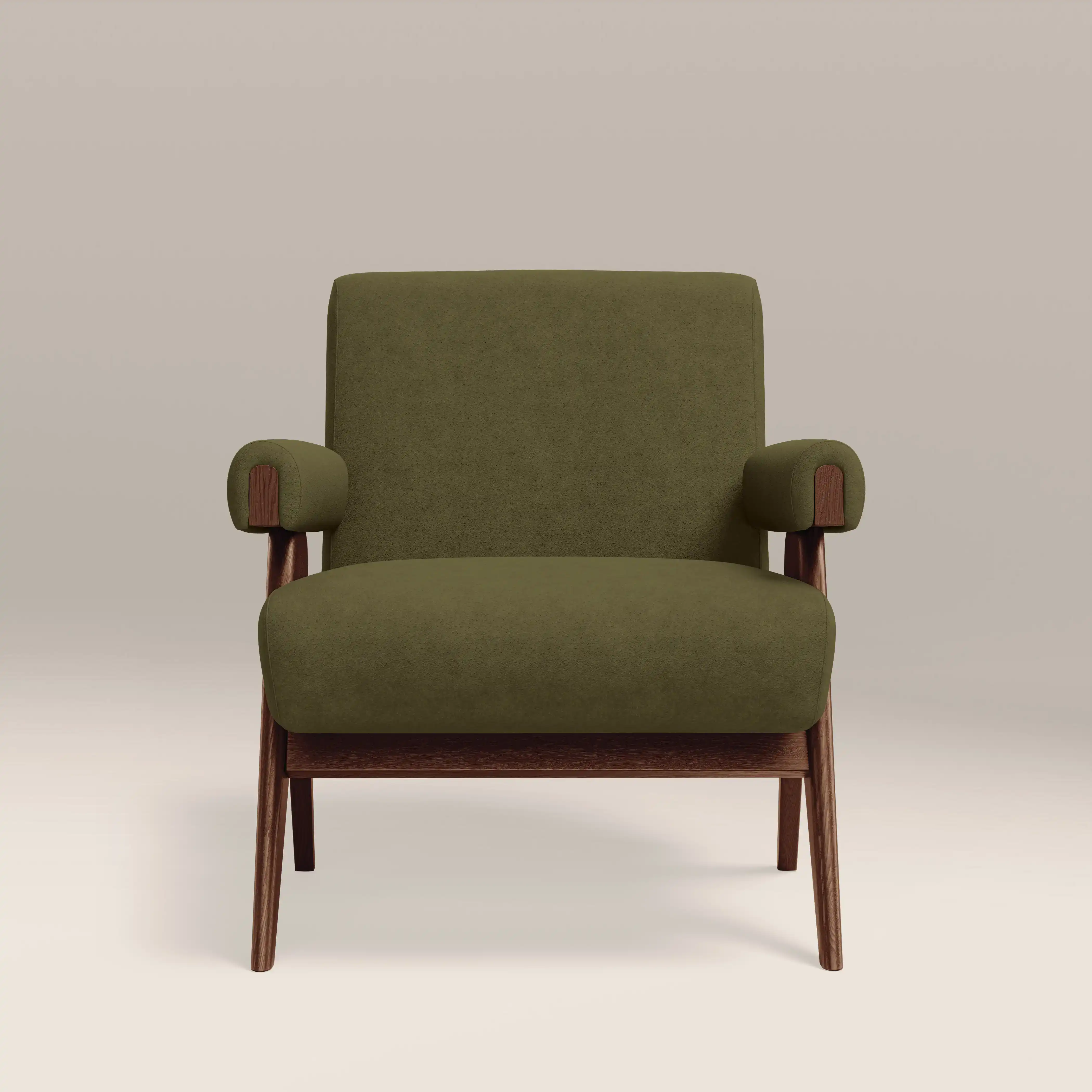 Cary Accent Chair | Moss Green Sustainable Mohair Velvet & Walnut - Image 3