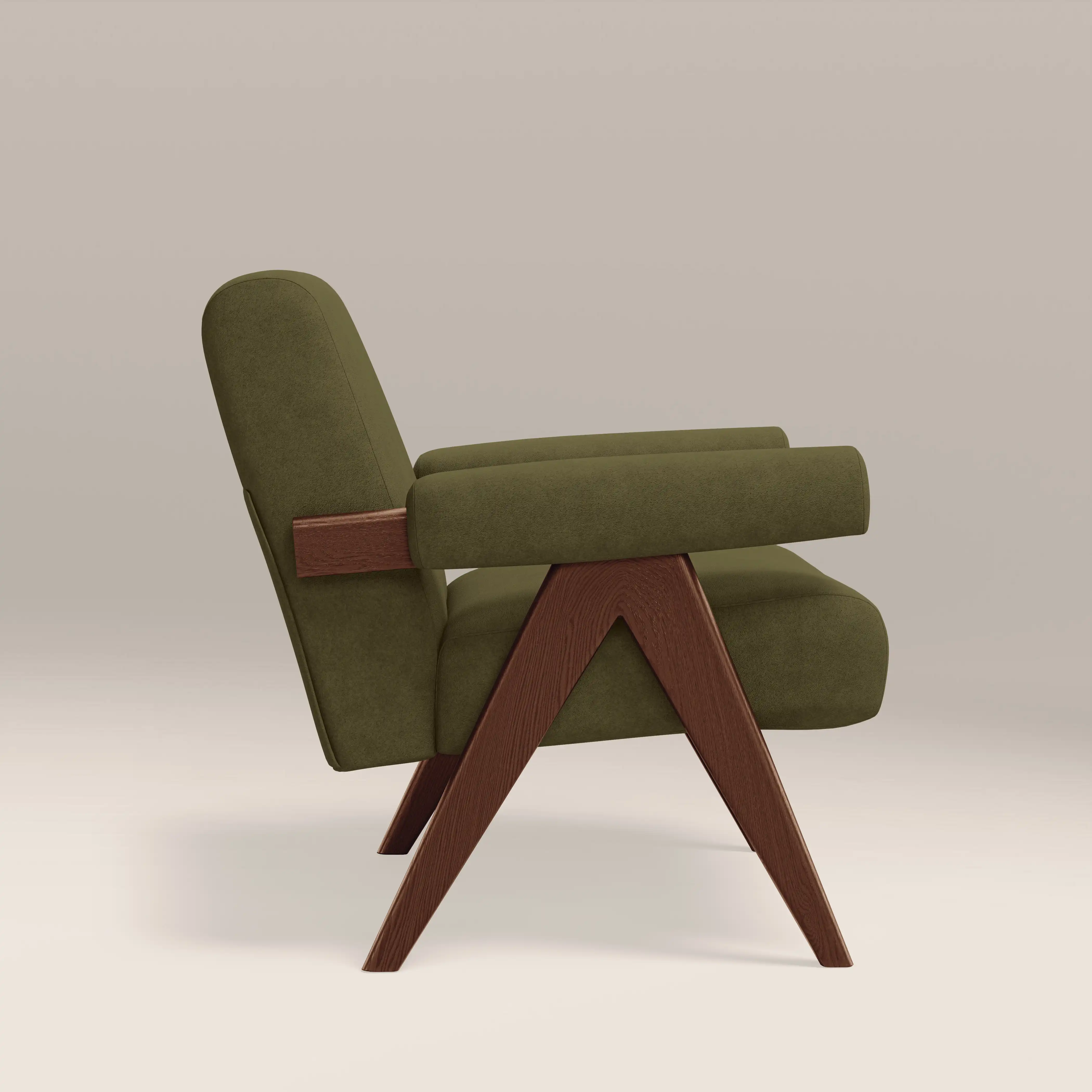 Cary Accent Chair | Moss Green Sustainable Mohair Velvet & Walnut - Image 5