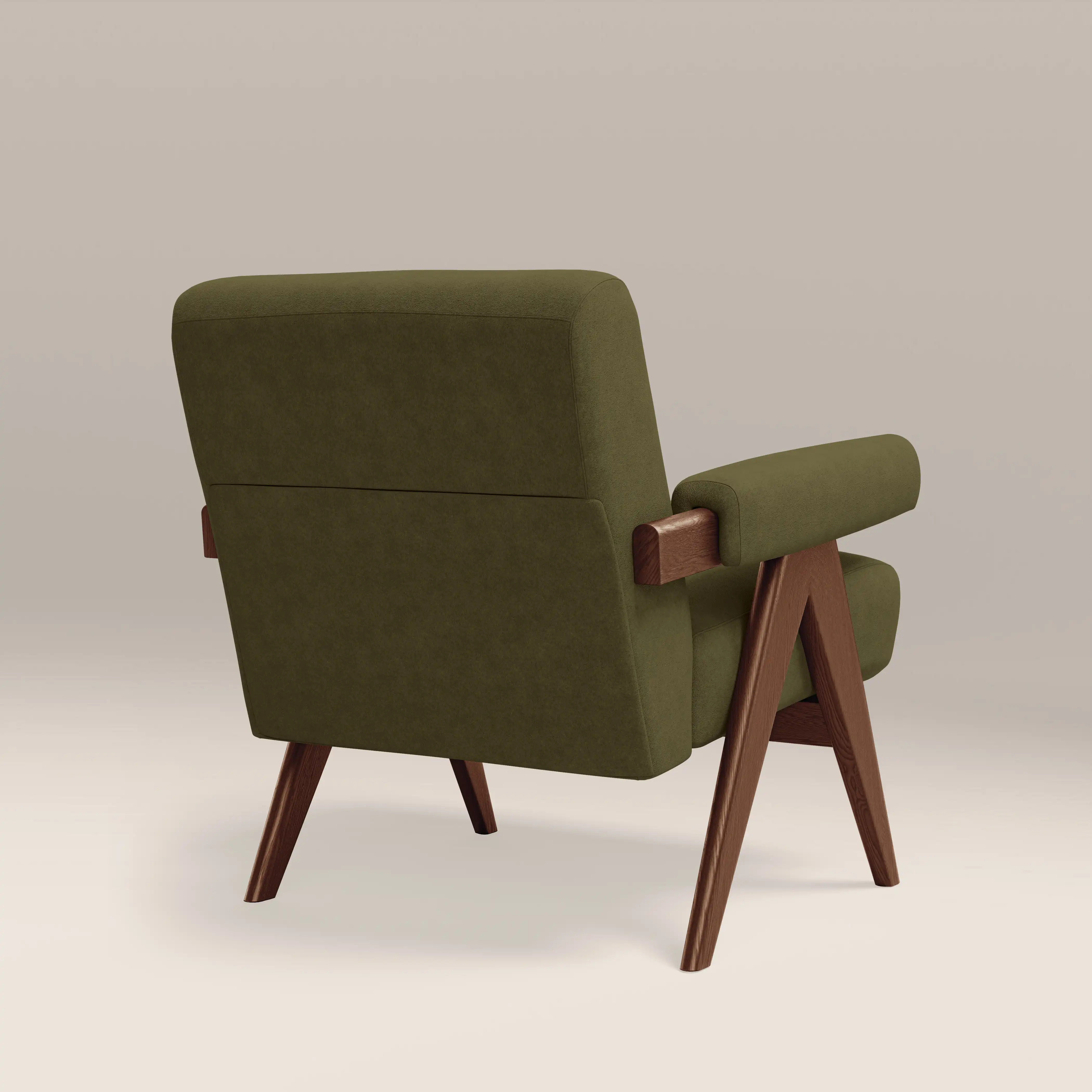 Cary Accent Chair | Moss Green Sustainable Mohair Velvet & Walnut - Image 6