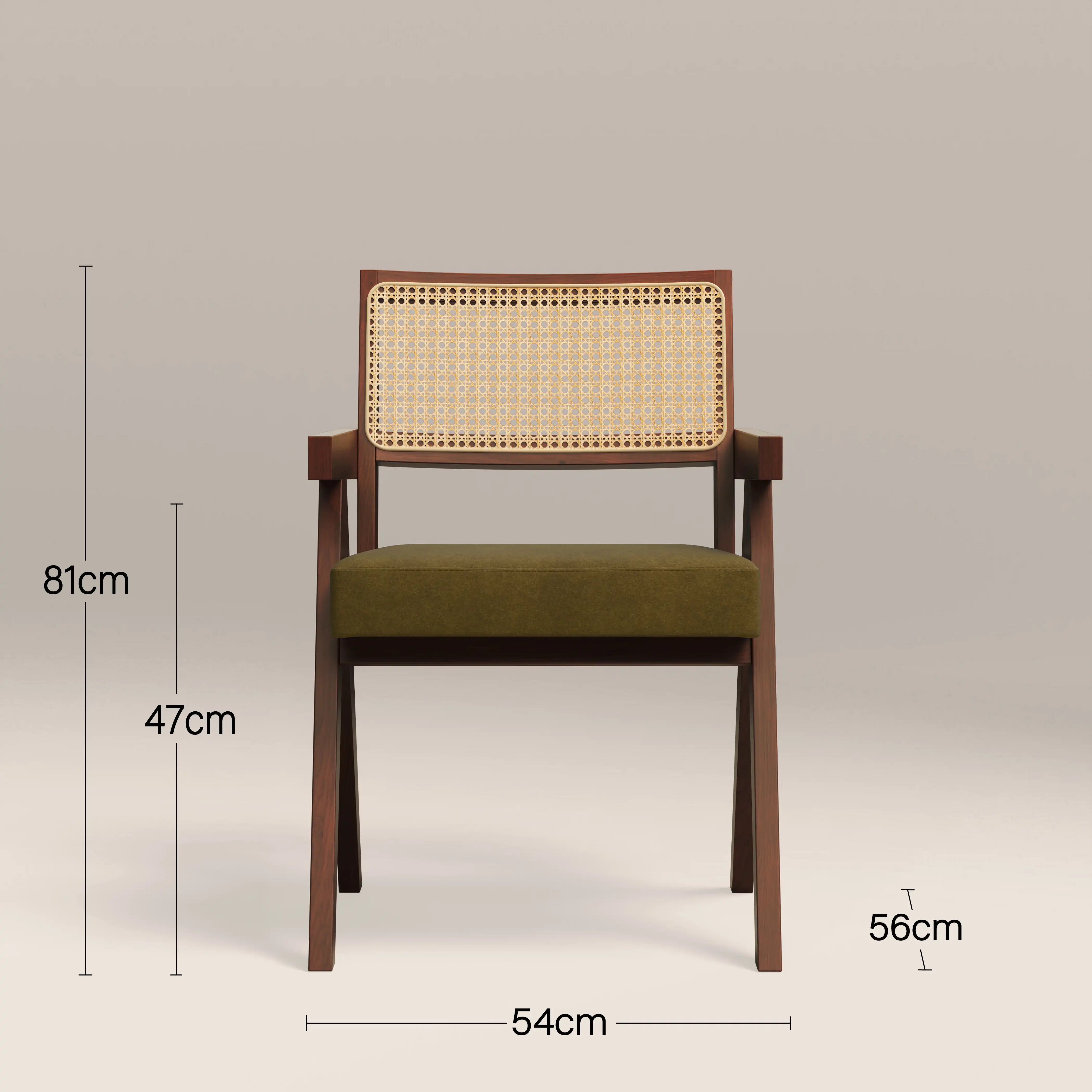 Cary Wooden Carver Dining Chair | Moss Green Sustainable Mohair Velvet & Walnut - Image 7