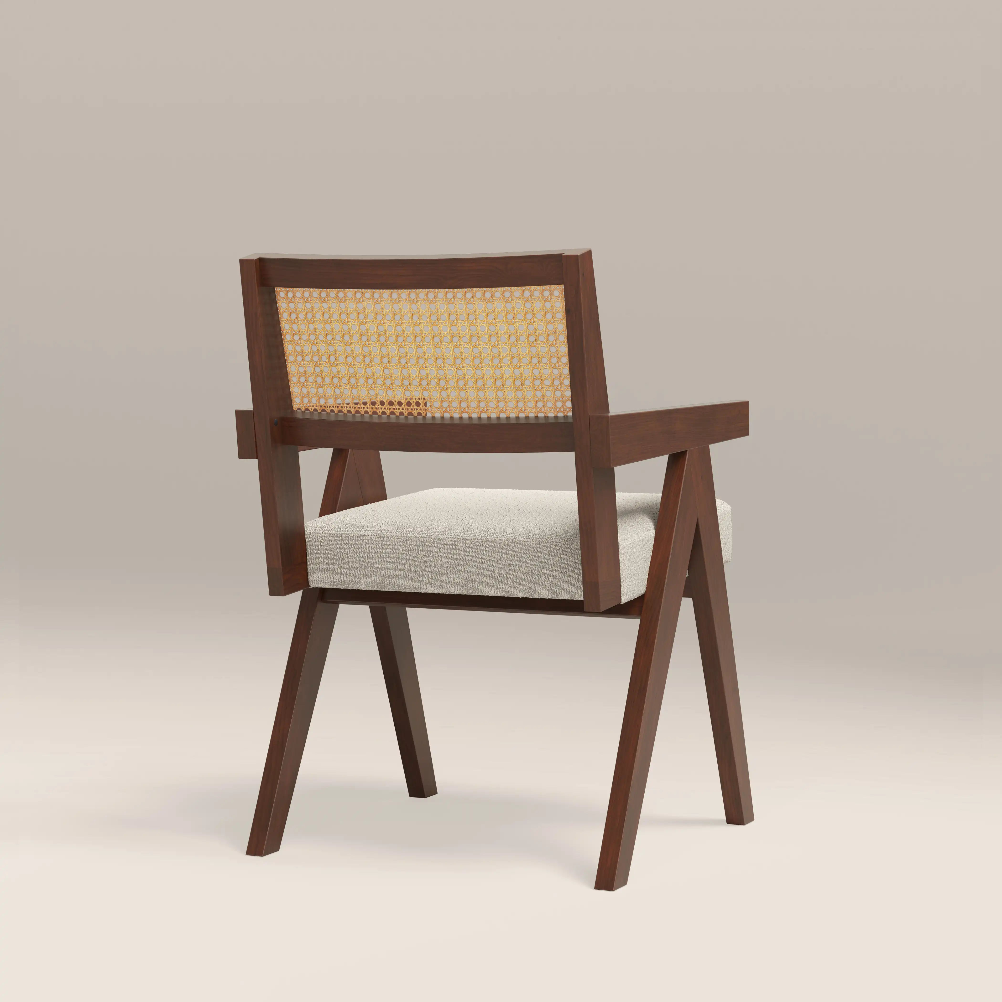 Cary Wooden Carver Dining Chair | Speckled Stone Sustainable Boucle & Walnut - Image 4