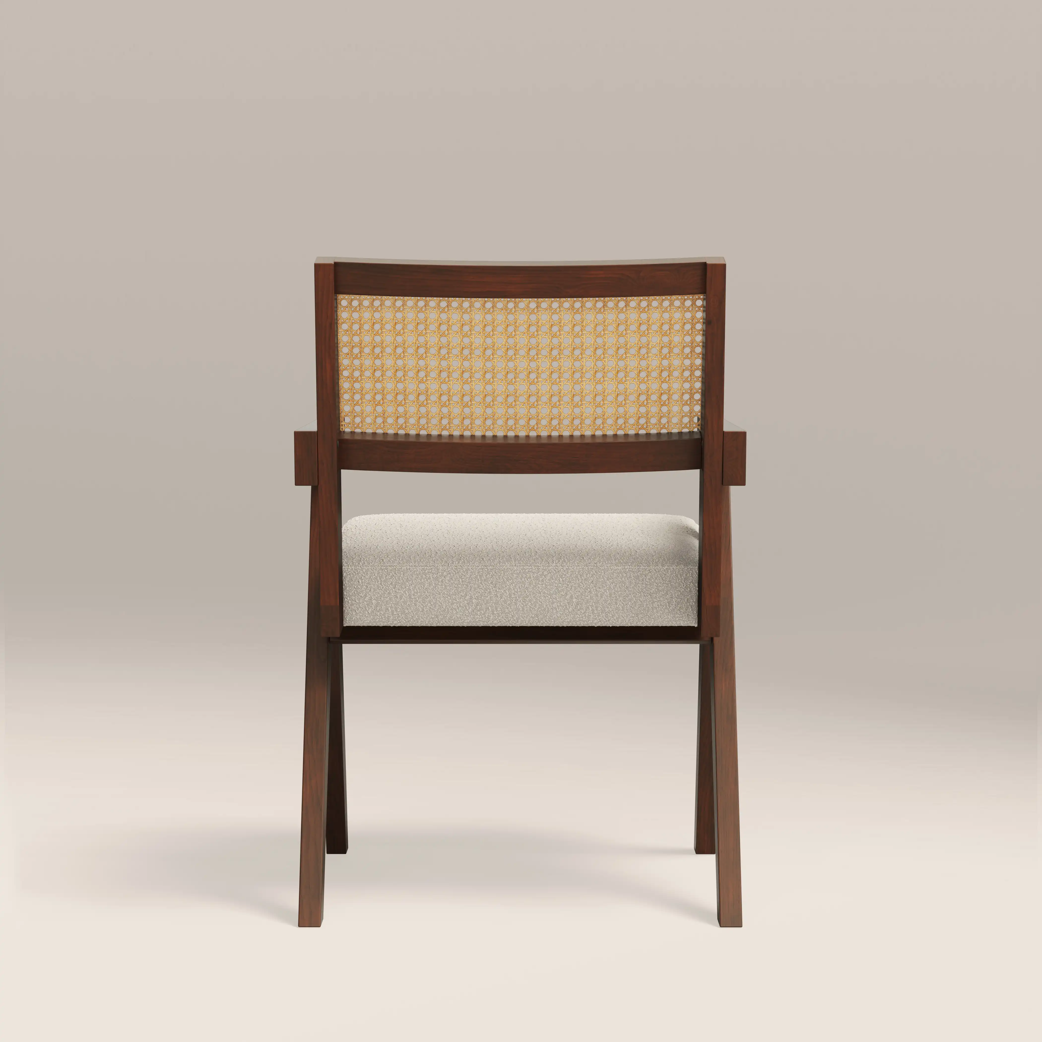 Cary Wooden Carver Dining Chair | Speckled Stone Sustainable Boucle & Walnut - Image 5