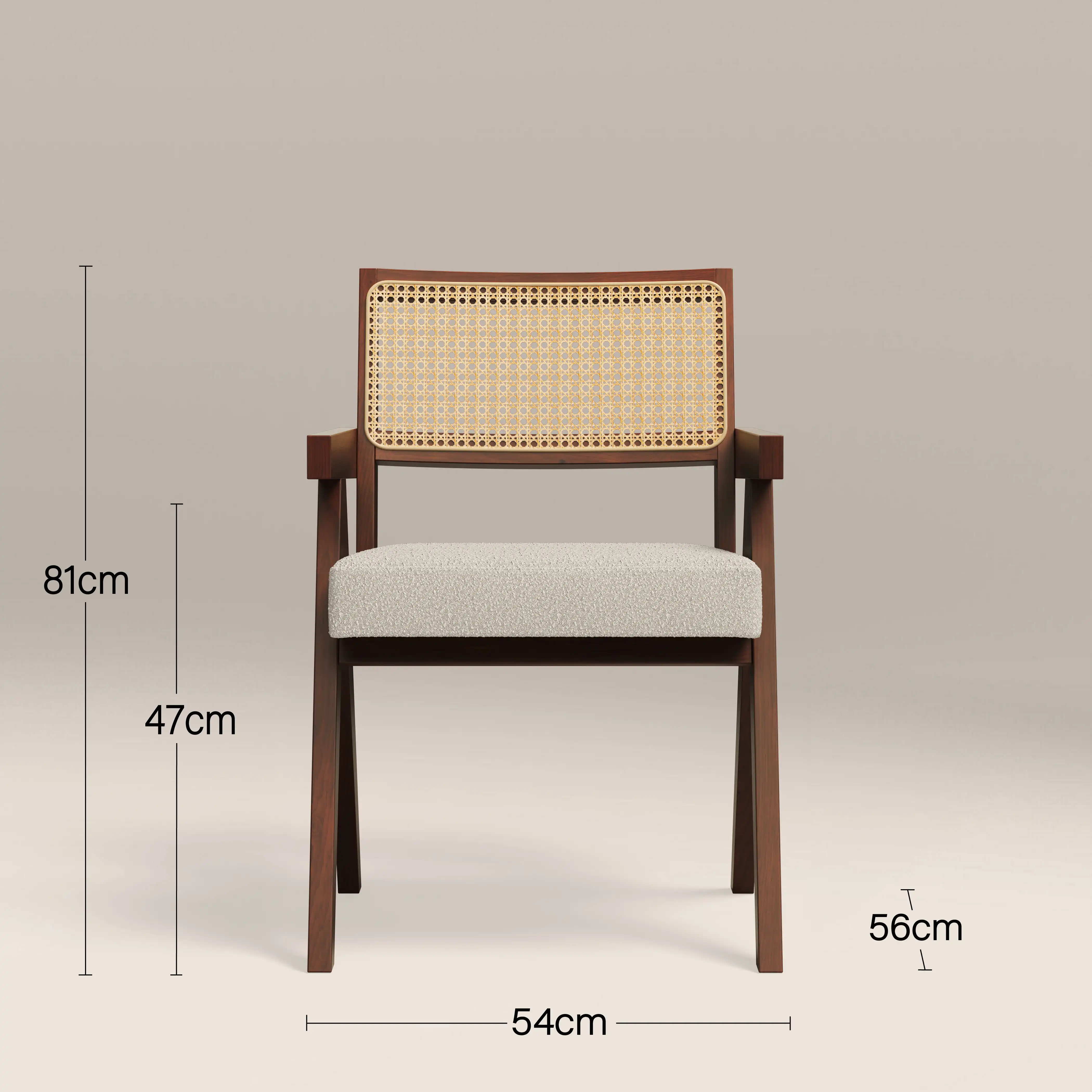 Cary Wooden Carver Dining Chair | Speckled Stone Sustainable Boucle & Walnut - Image 6