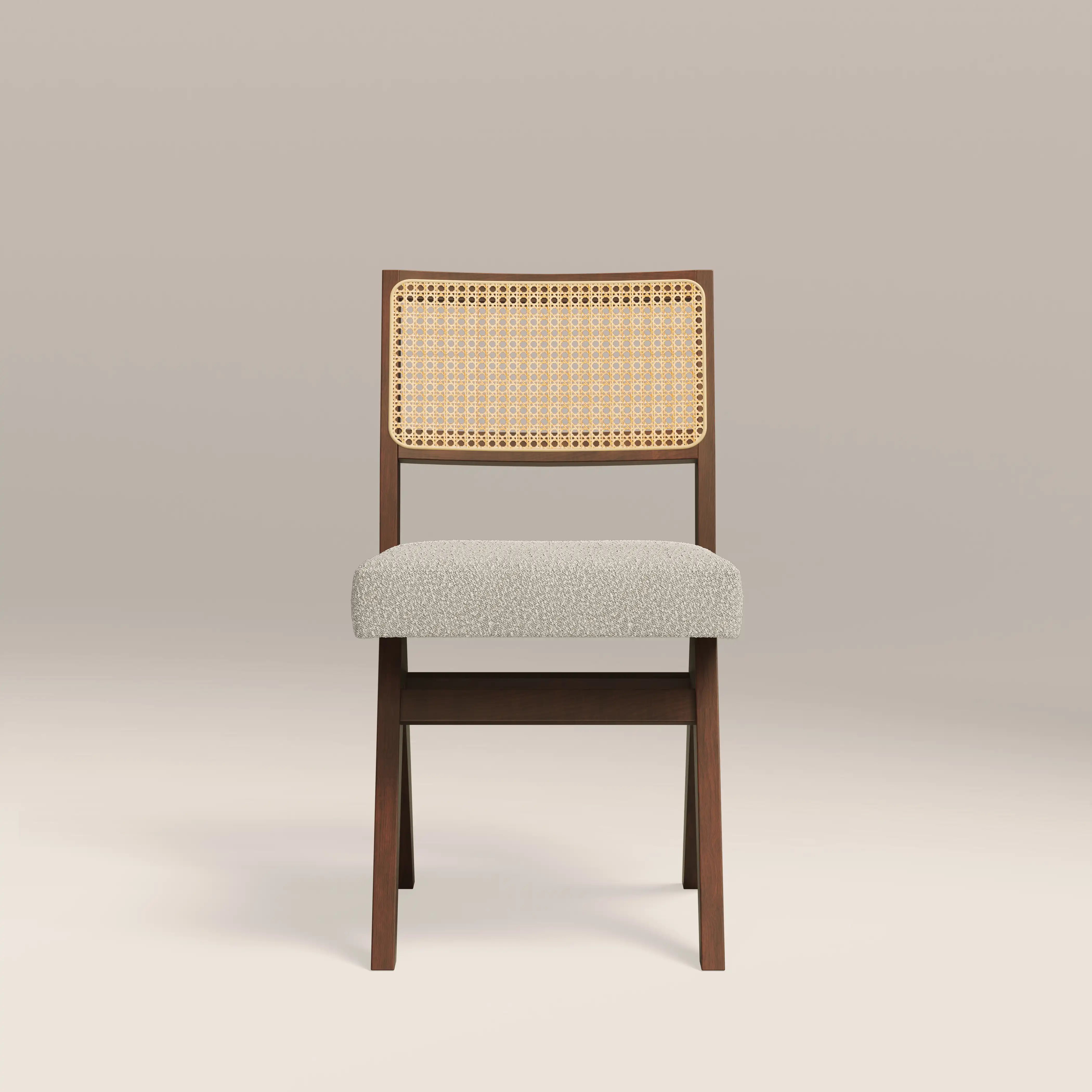 Cary Wooden Dining Chair | Speckled Stone Sustainable Boucle & Walnut - Image 3