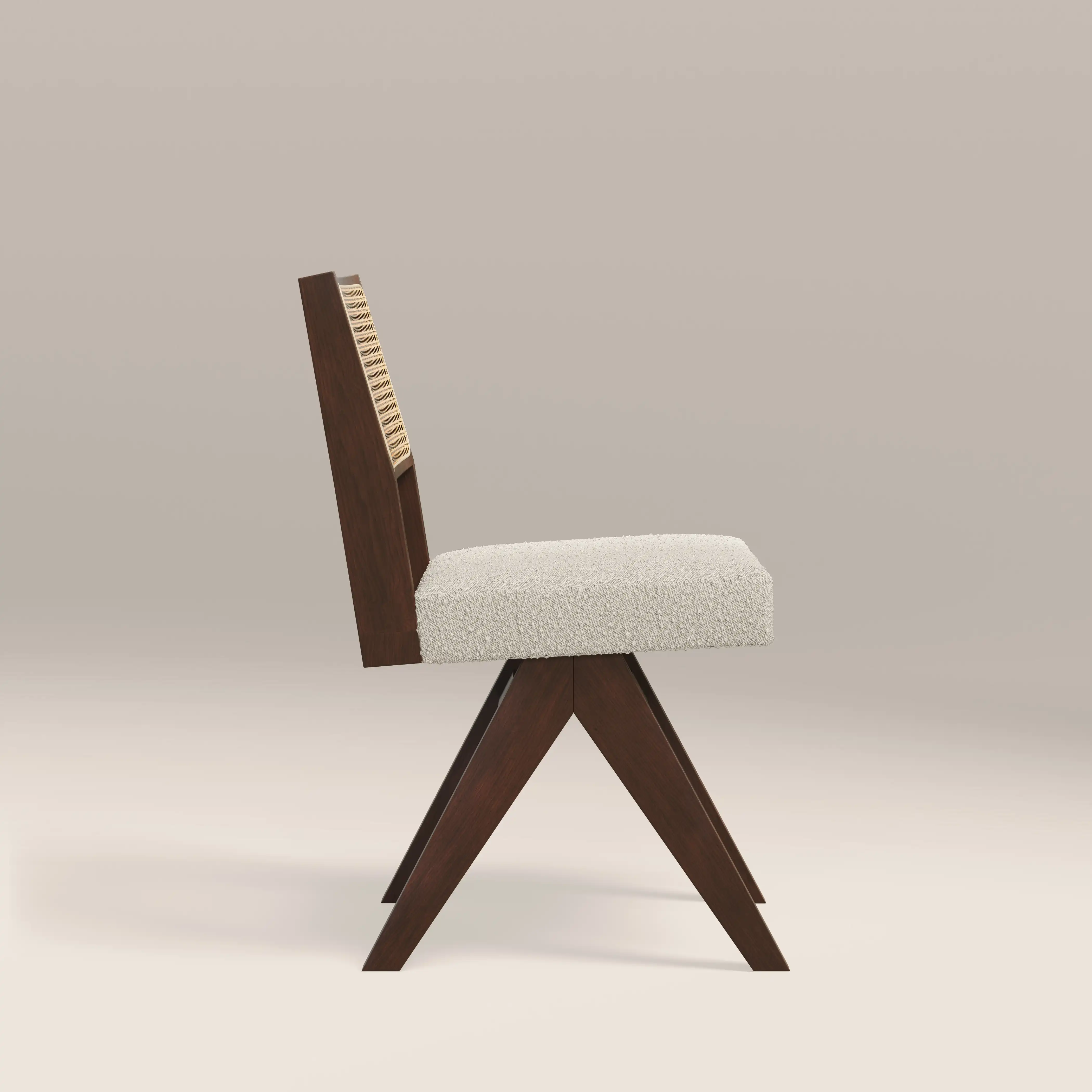 Cary Wooden Dining Chair | Speckled Stone Sustainable Boucle & Walnut - Image 4