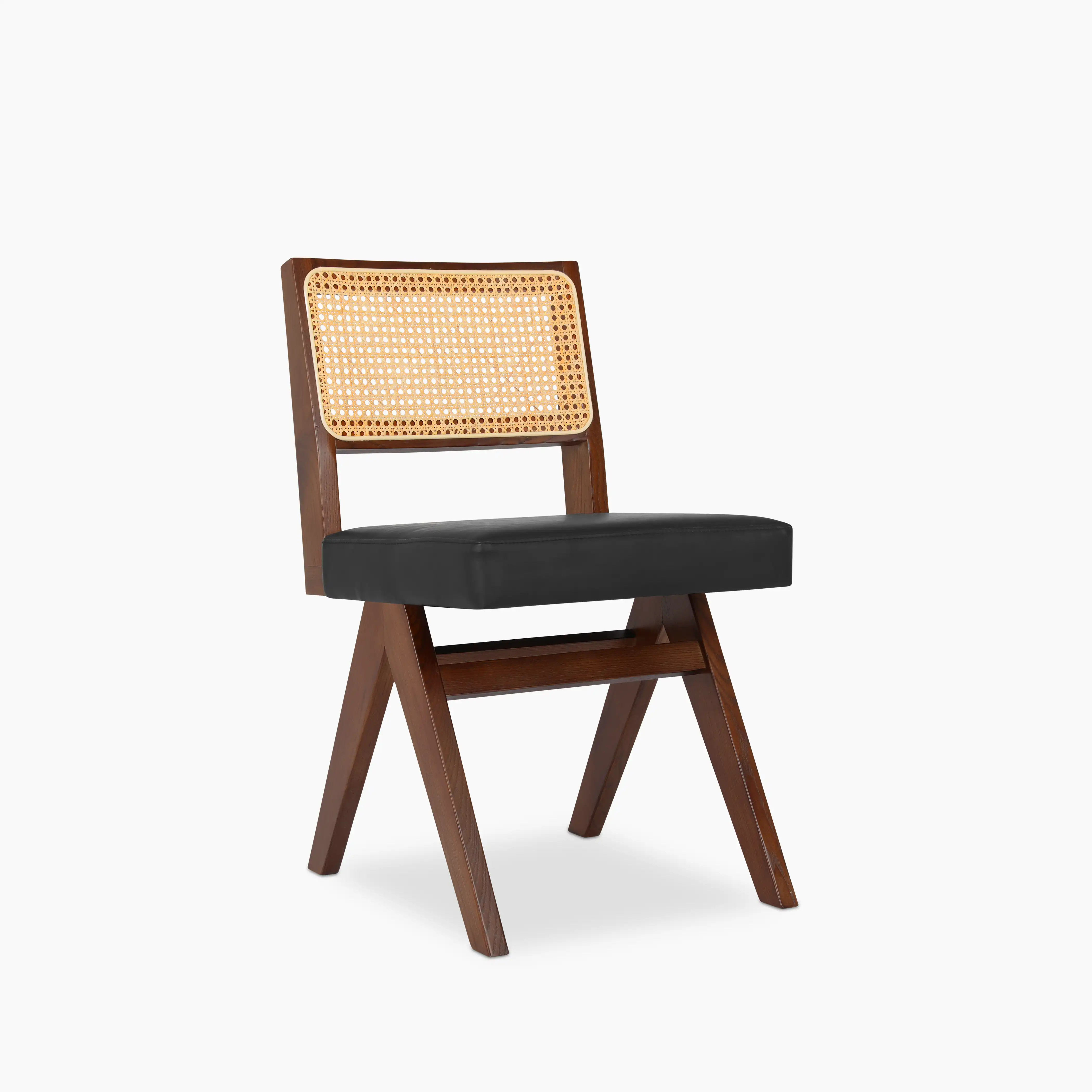 Cary Wooden Dining Chair | Vintage Black Faux Leather & Walnut - Image 2