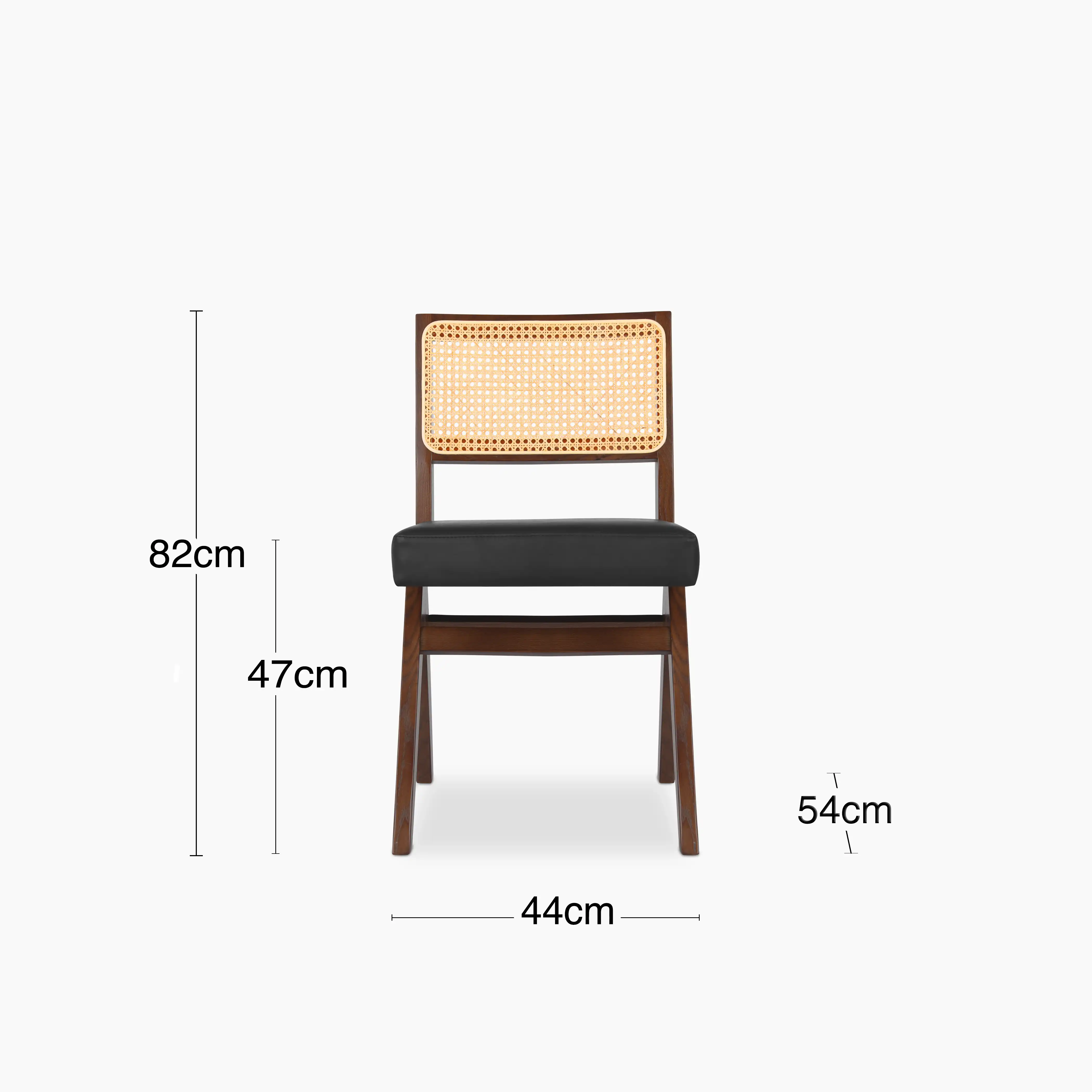 Cary Wooden Dining Chair | Vintage Black Faux Leather & Walnut - Image 9
