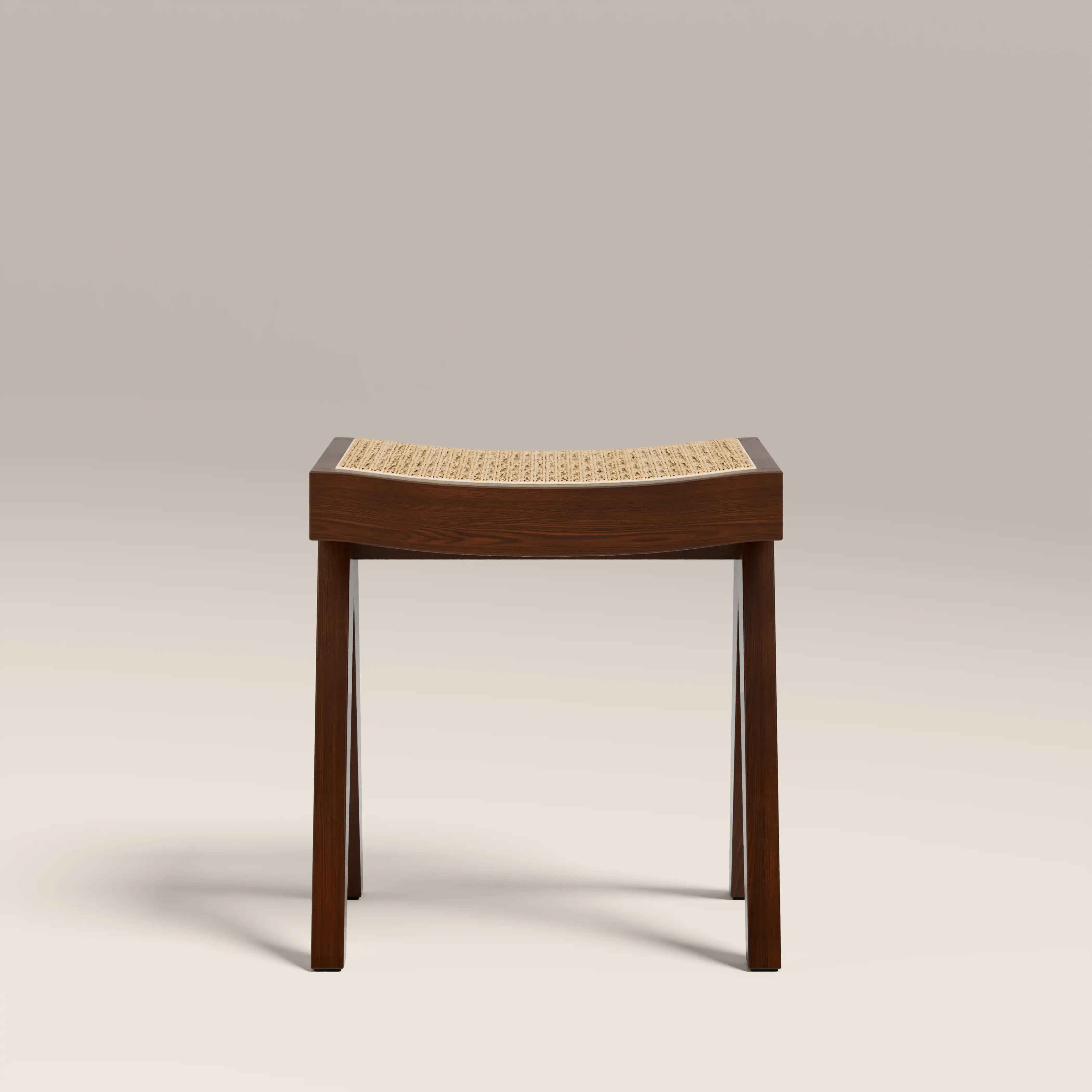 Cary Wooden Low Stool | Natural Cane & Walnut - Image 2