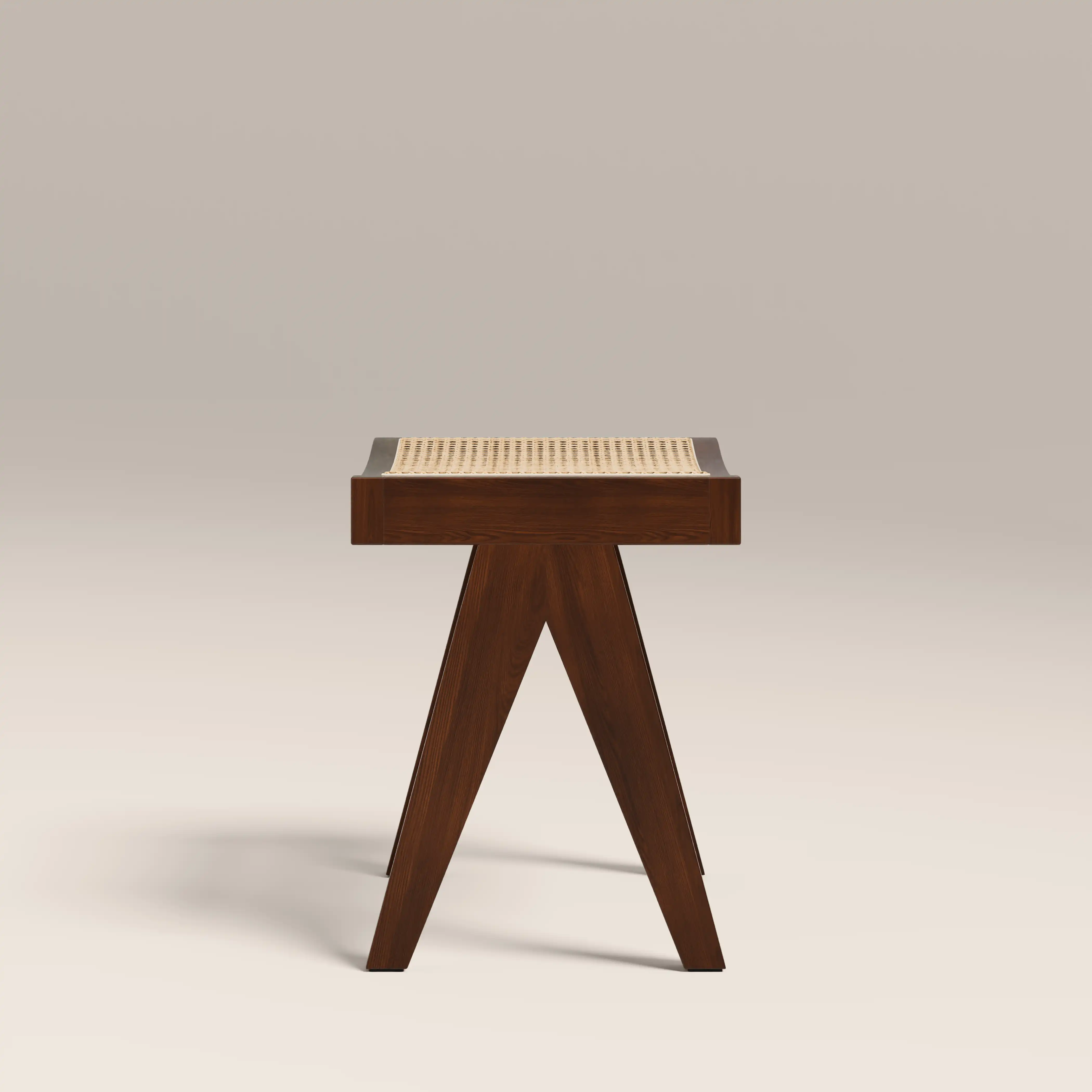 Cary Wooden Low Stool | Natural Cane & Walnut - Image 3