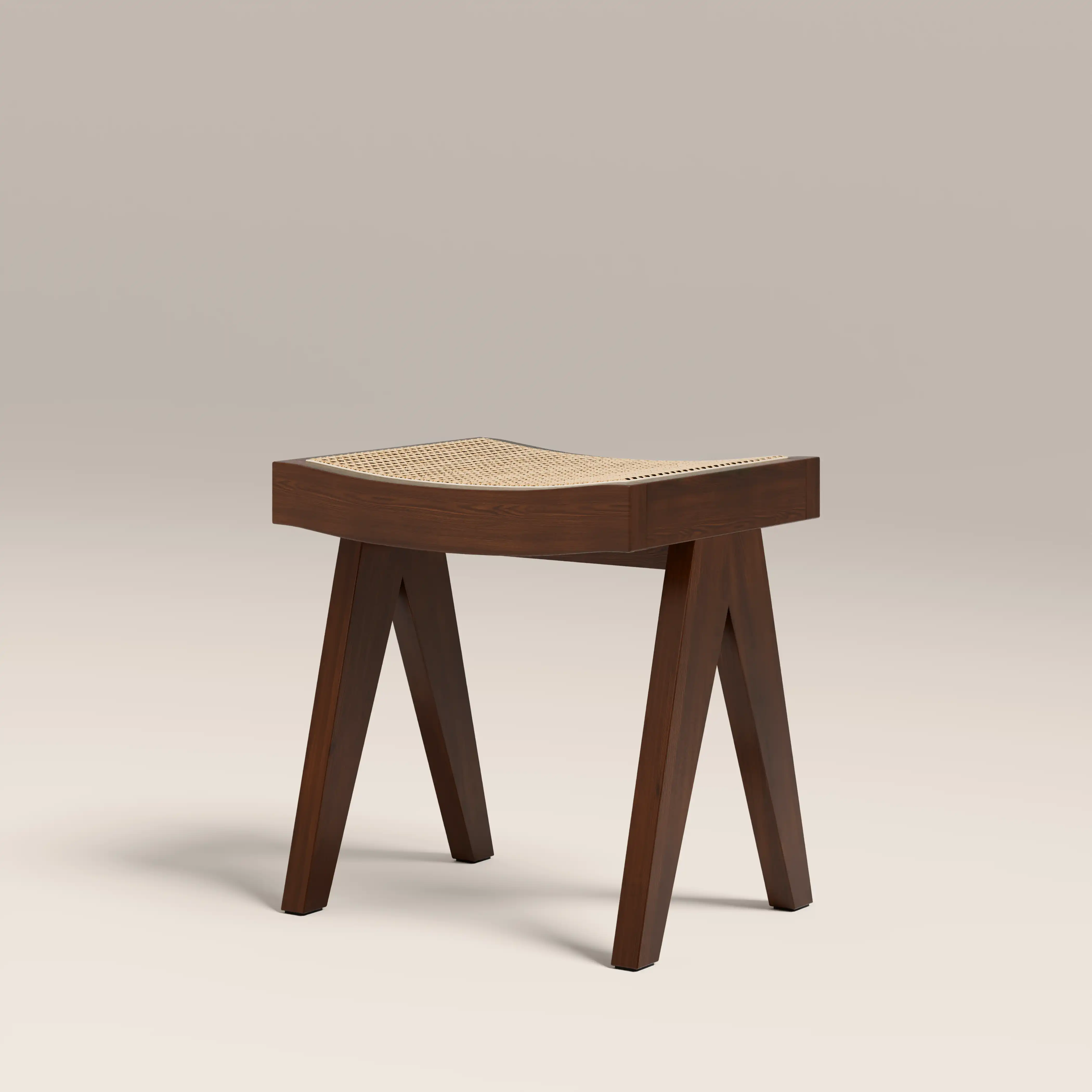 Cary Wooden Low Stool | Natural Cane & Walnut - Image 4