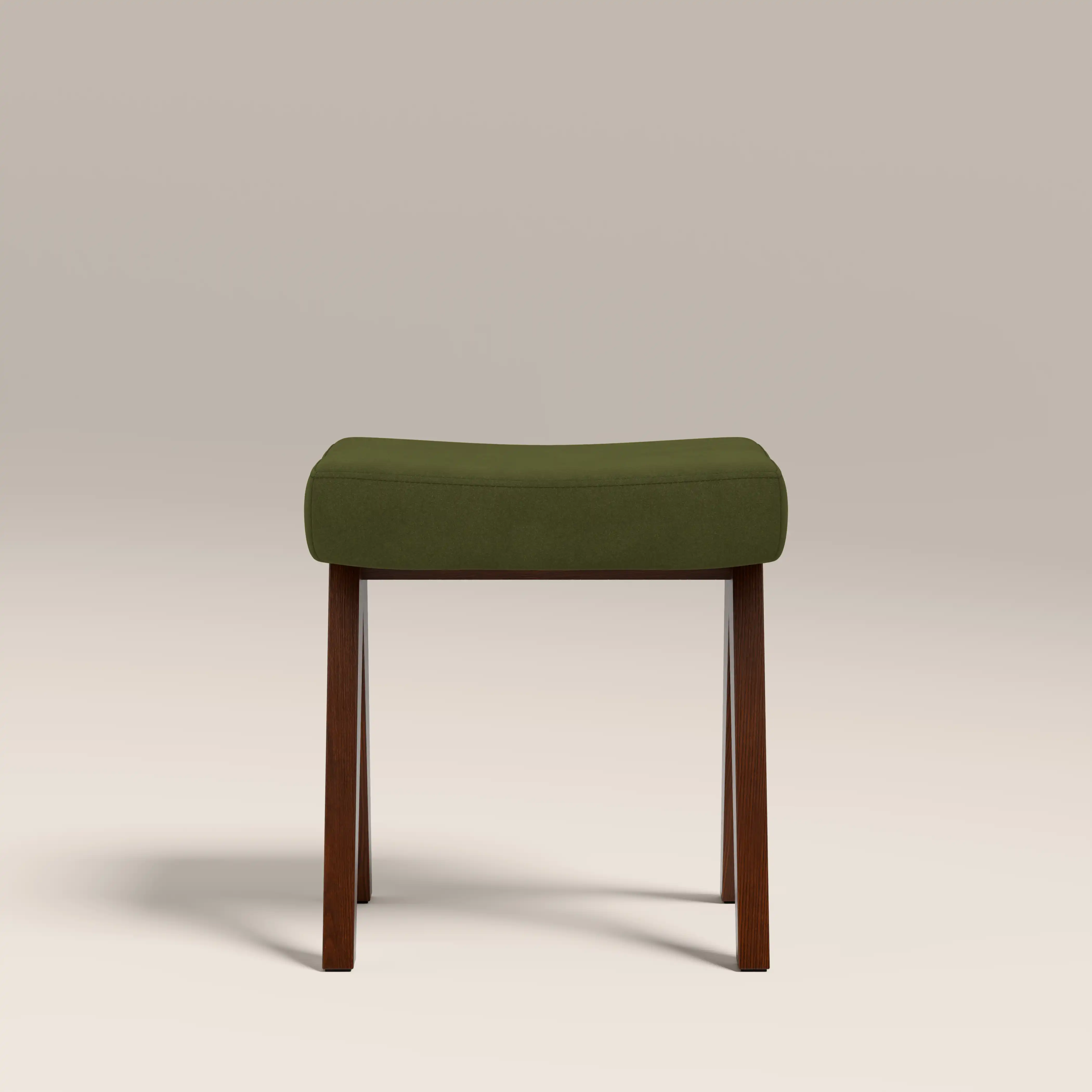 Cary Wooden Low Stool | Olive Green Sustainable Velvet & Walnut - Image 6