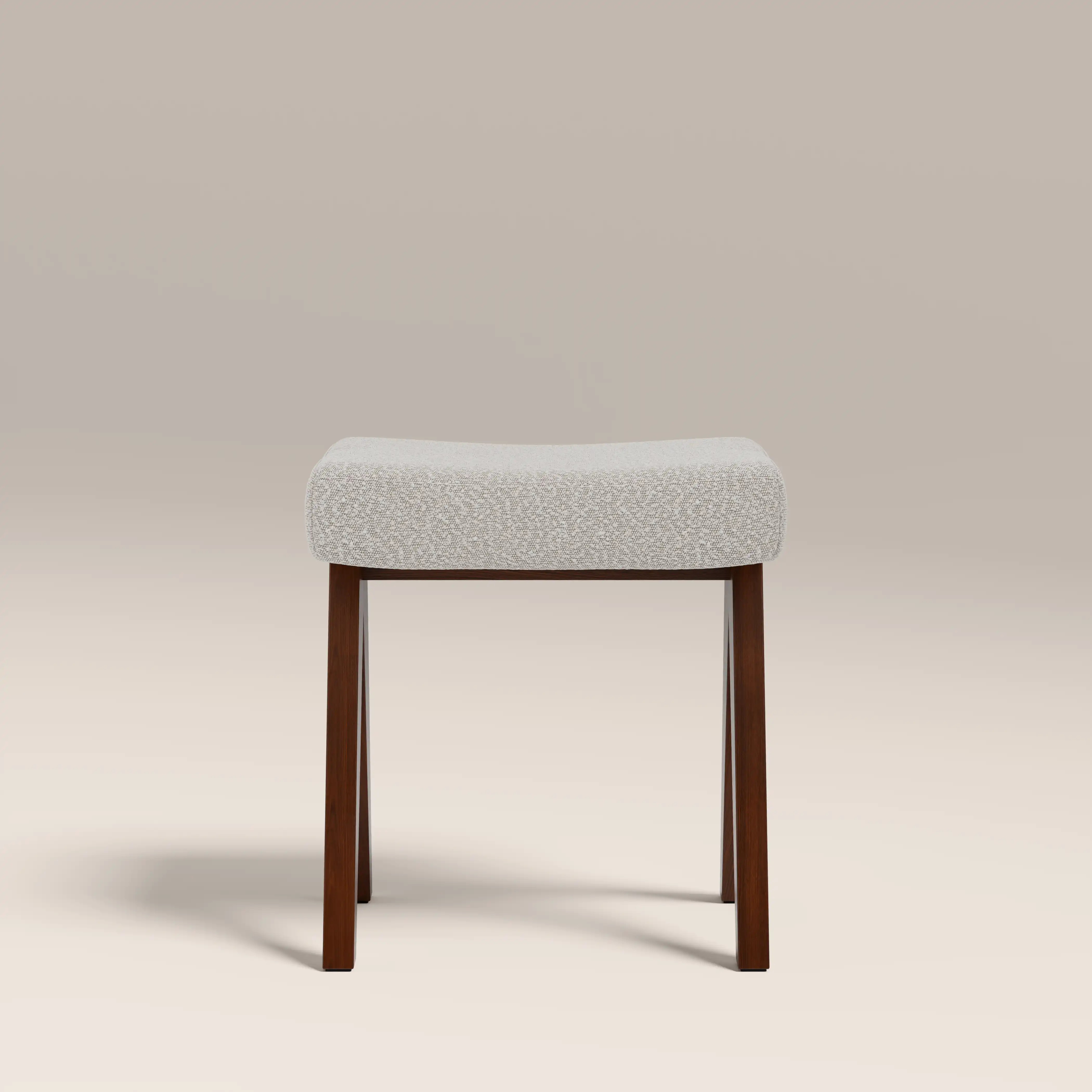 Cary Wooden Low Stool | Speckled Stone Sustainable Boucle & Walnut - Image 2