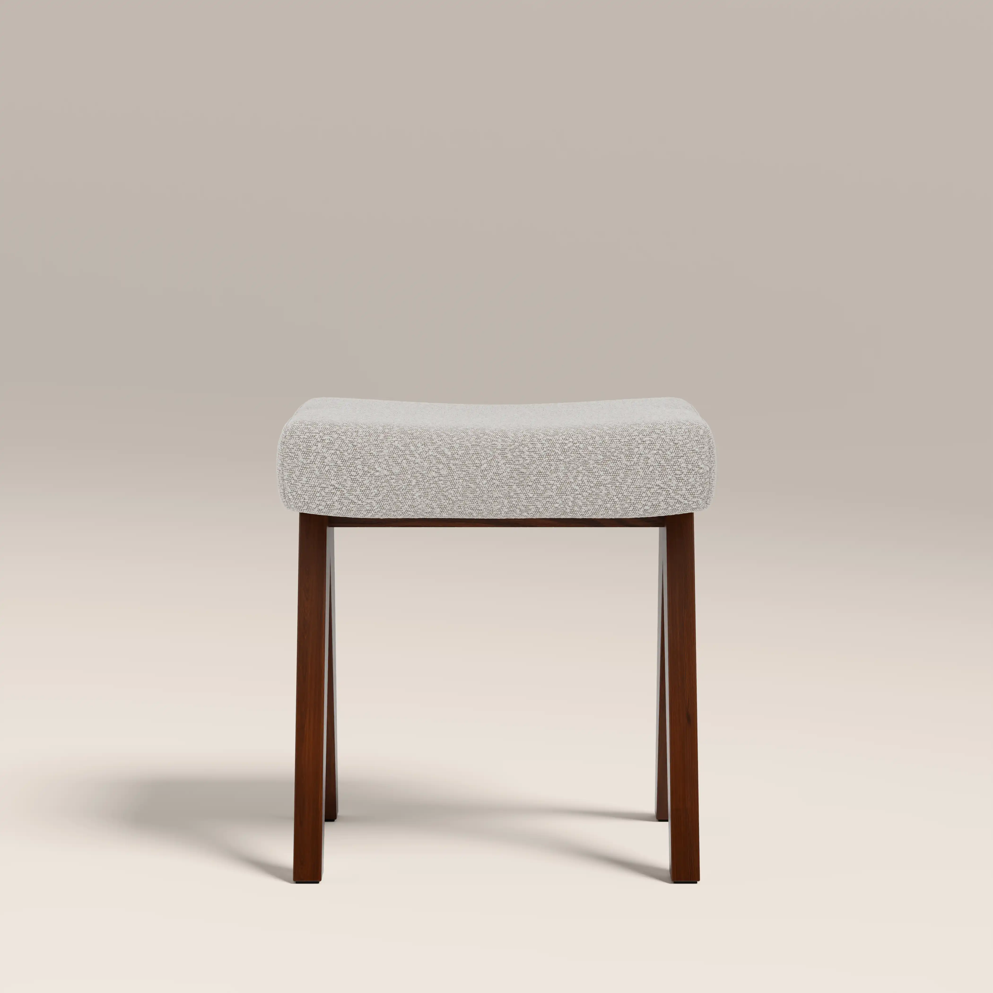 Cary Wooden Low Stool | Speckled Stone Sustainable Boucle & Walnut - Image 6
