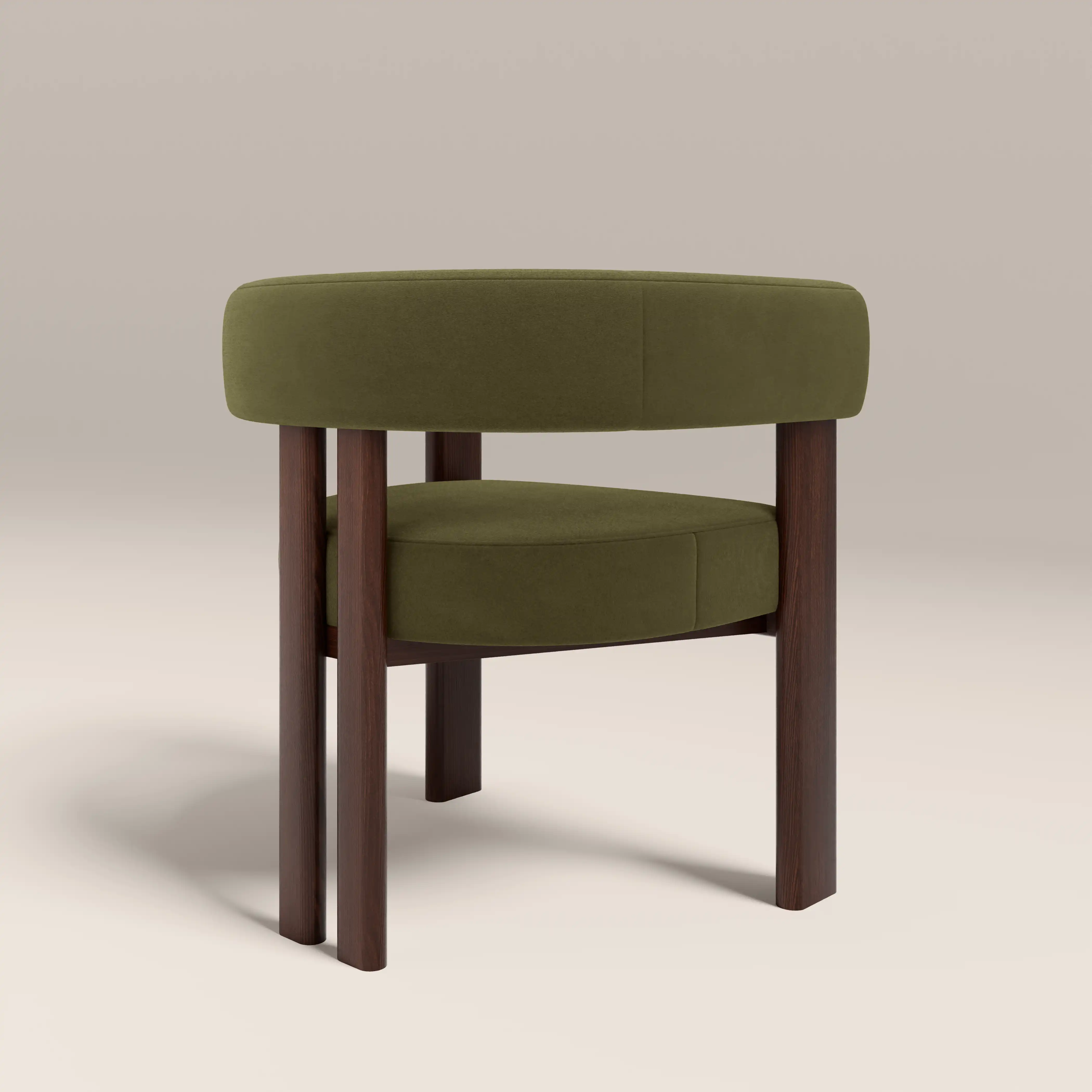 Cassius Carver Dining Chair | Moss Green Sustainable Mohair Velvet & Walnut - Image 5