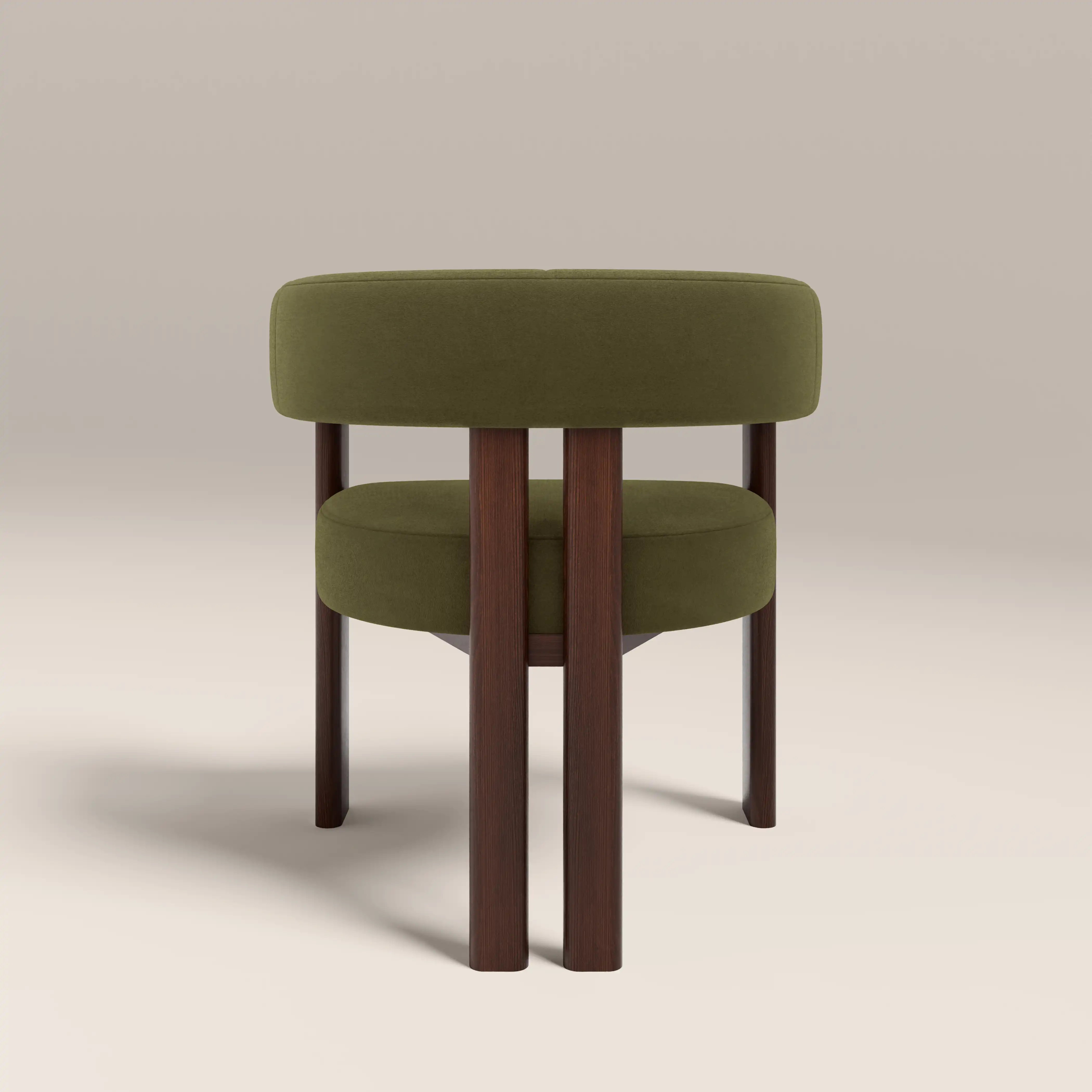 Cassius Carver Dining Chair | Moss Green Sustainable Mohair Velvet & Walnut - Image 6
