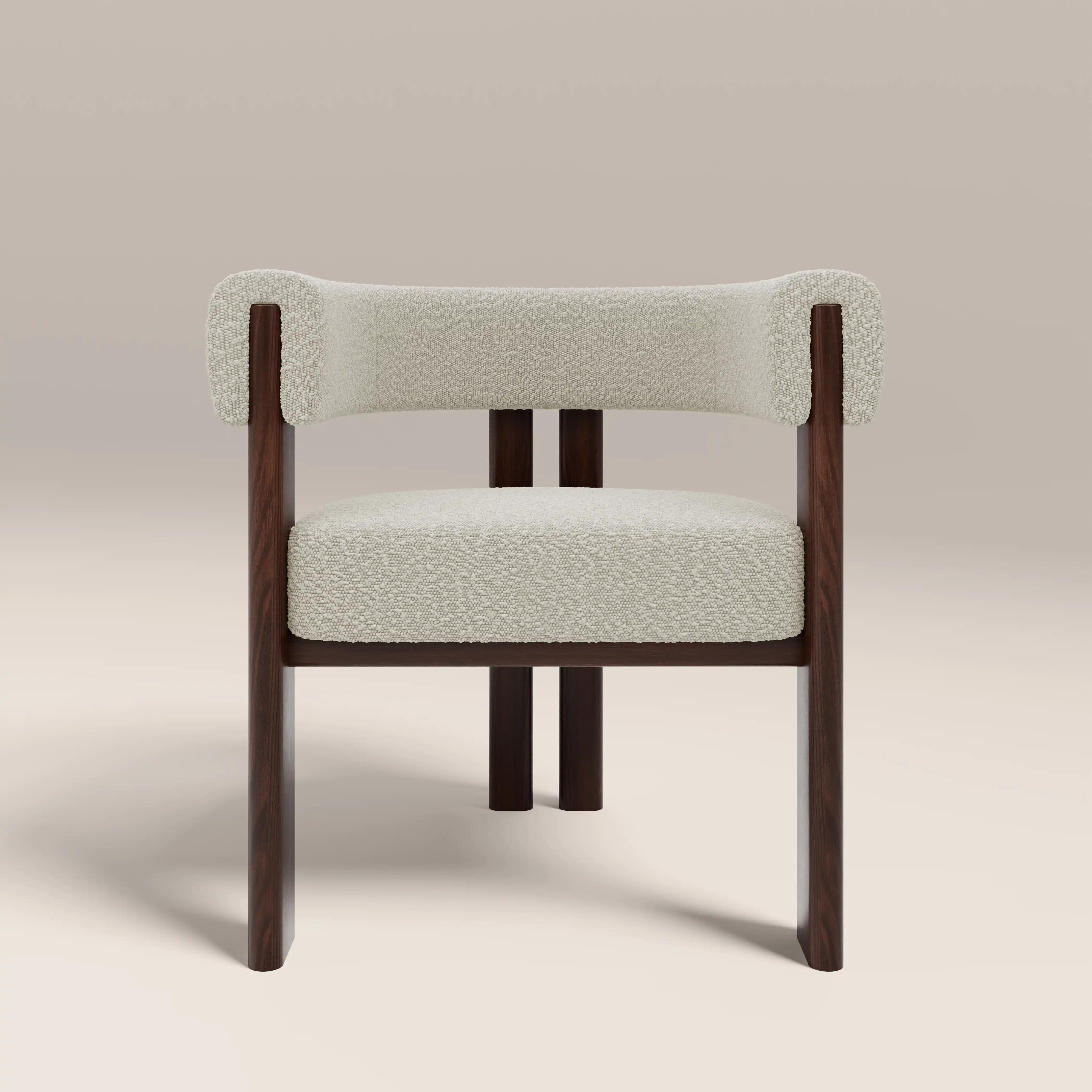 Cassius Carver Dining Chair | Speckled Stone Sustainable Boucle & Walnut - Image 3