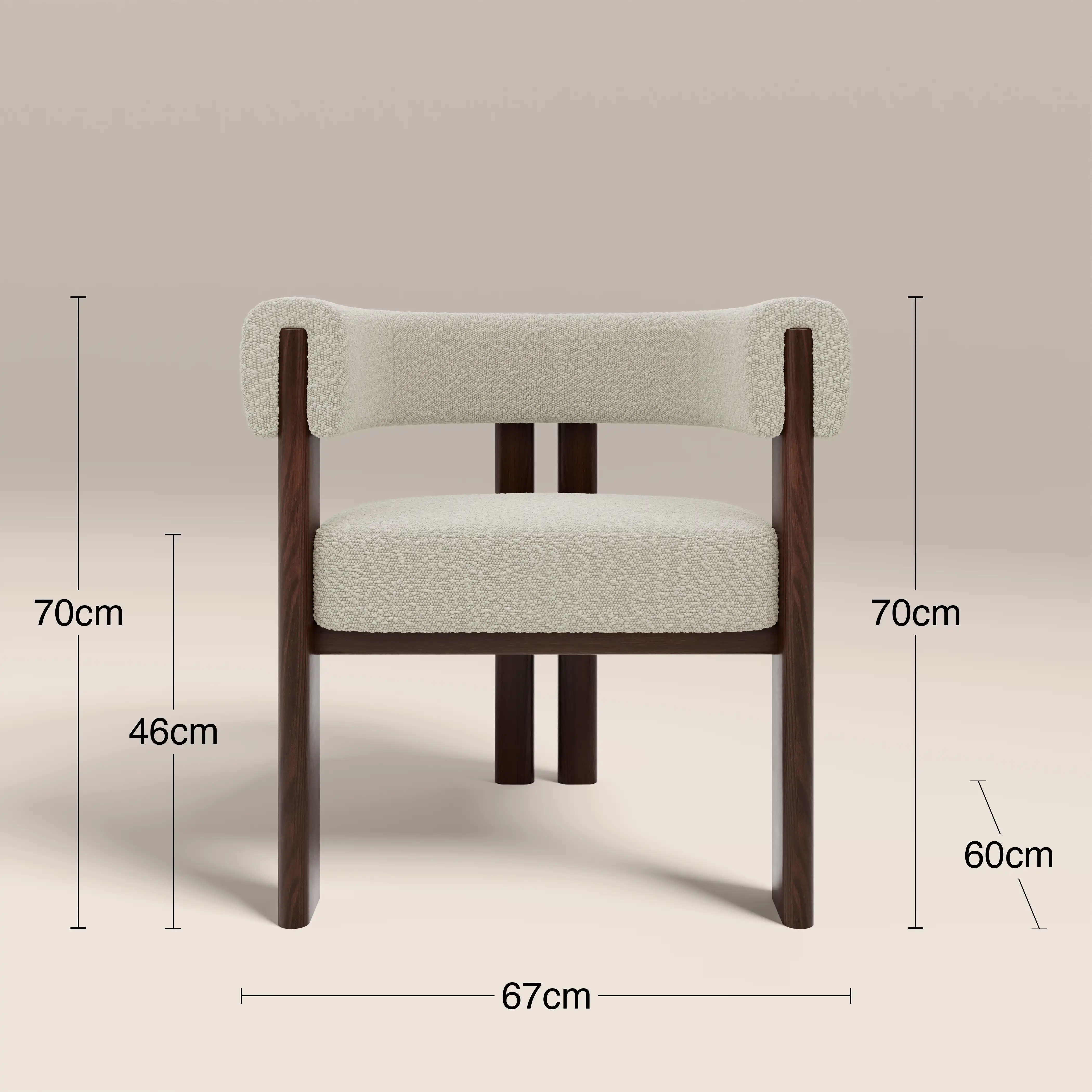 Cassius Carver Dining Chair | Speckled Stone Sustainable Boucle & Walnut - Image 8