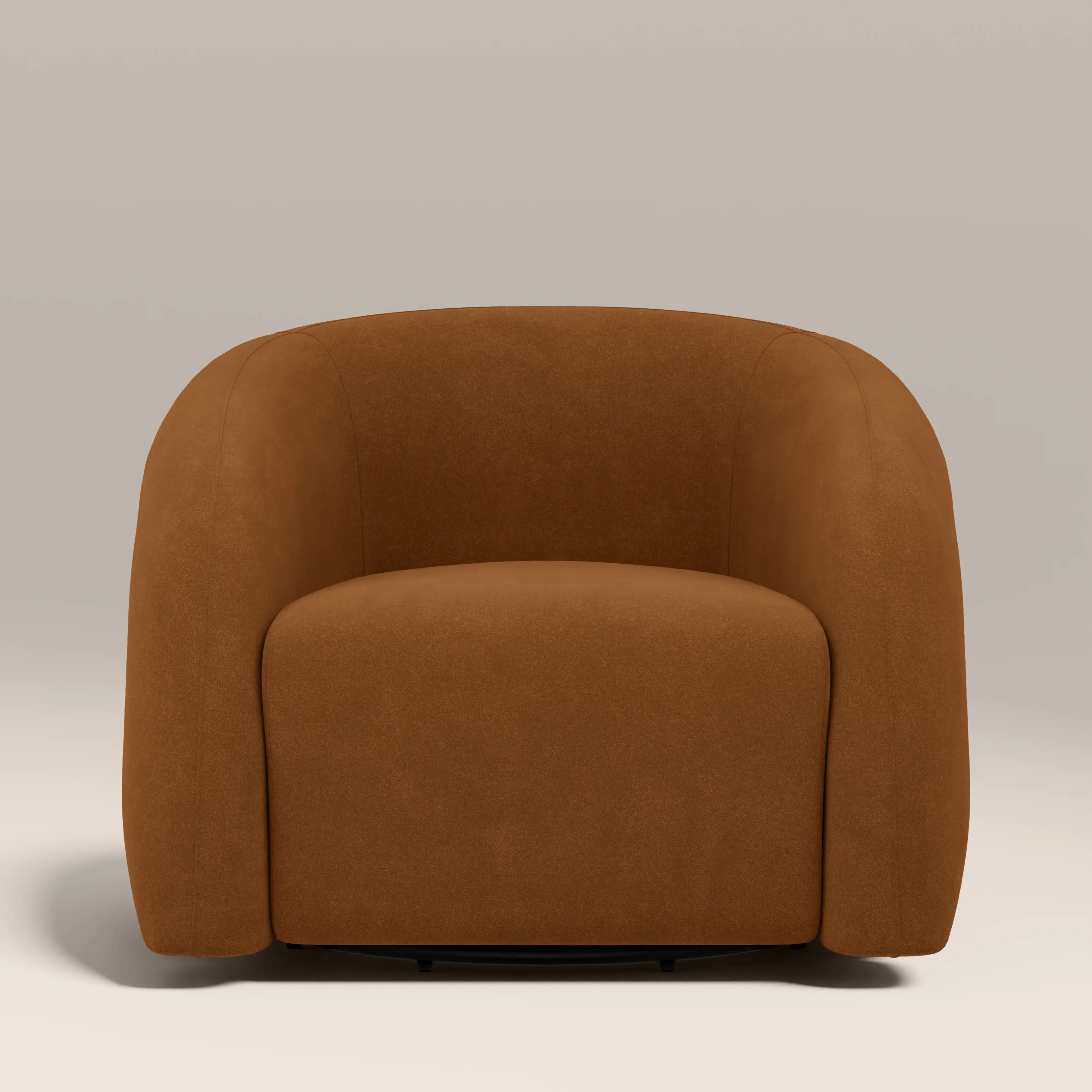 Chaplin Swivel Accent Chair | Caramel Brown Sustainable Mohair Velvet & Walnut - Image 2