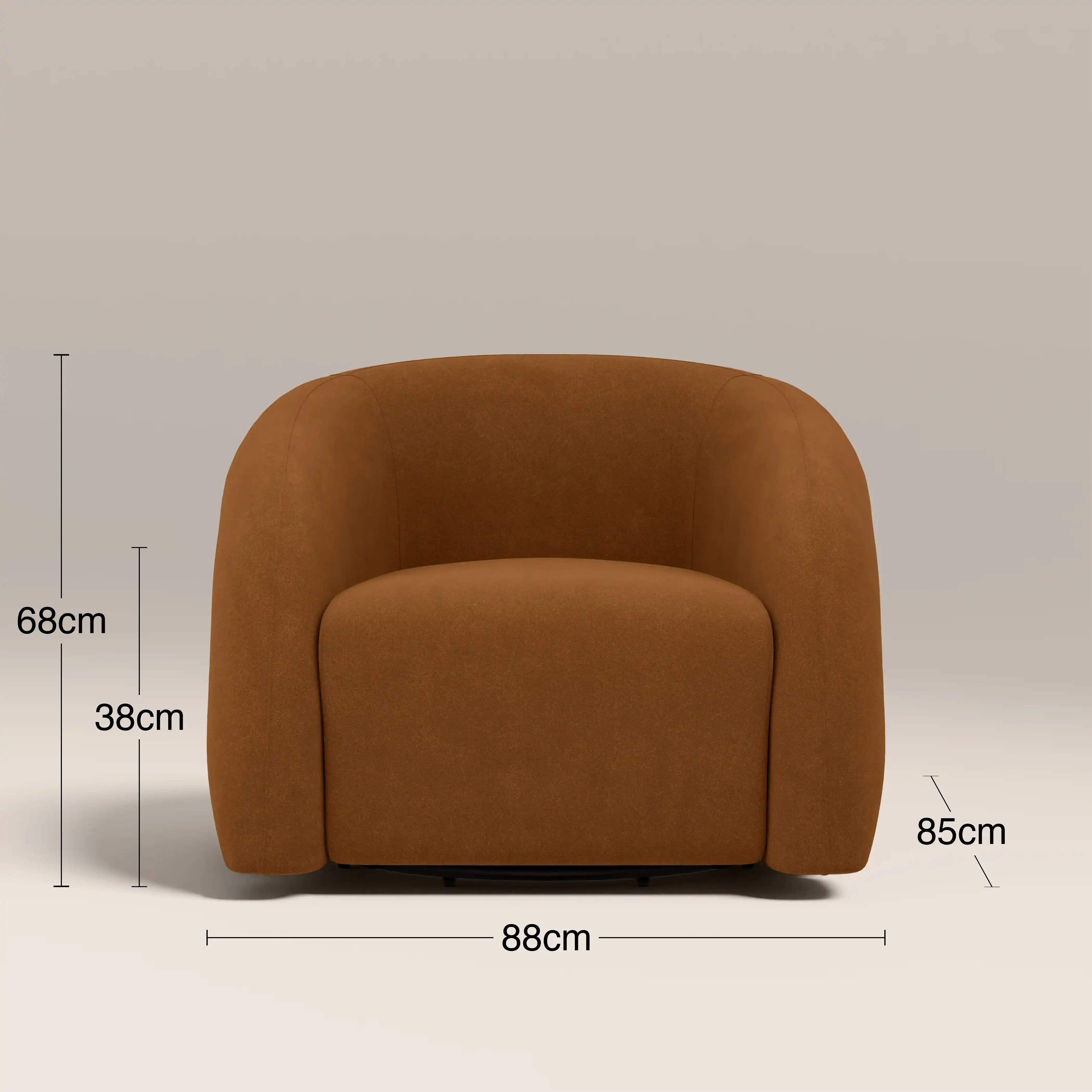 Chaplin Swivel Accent Chair | Caramel Brown Sustainable Mohair Velvet & Walnut - Image 7