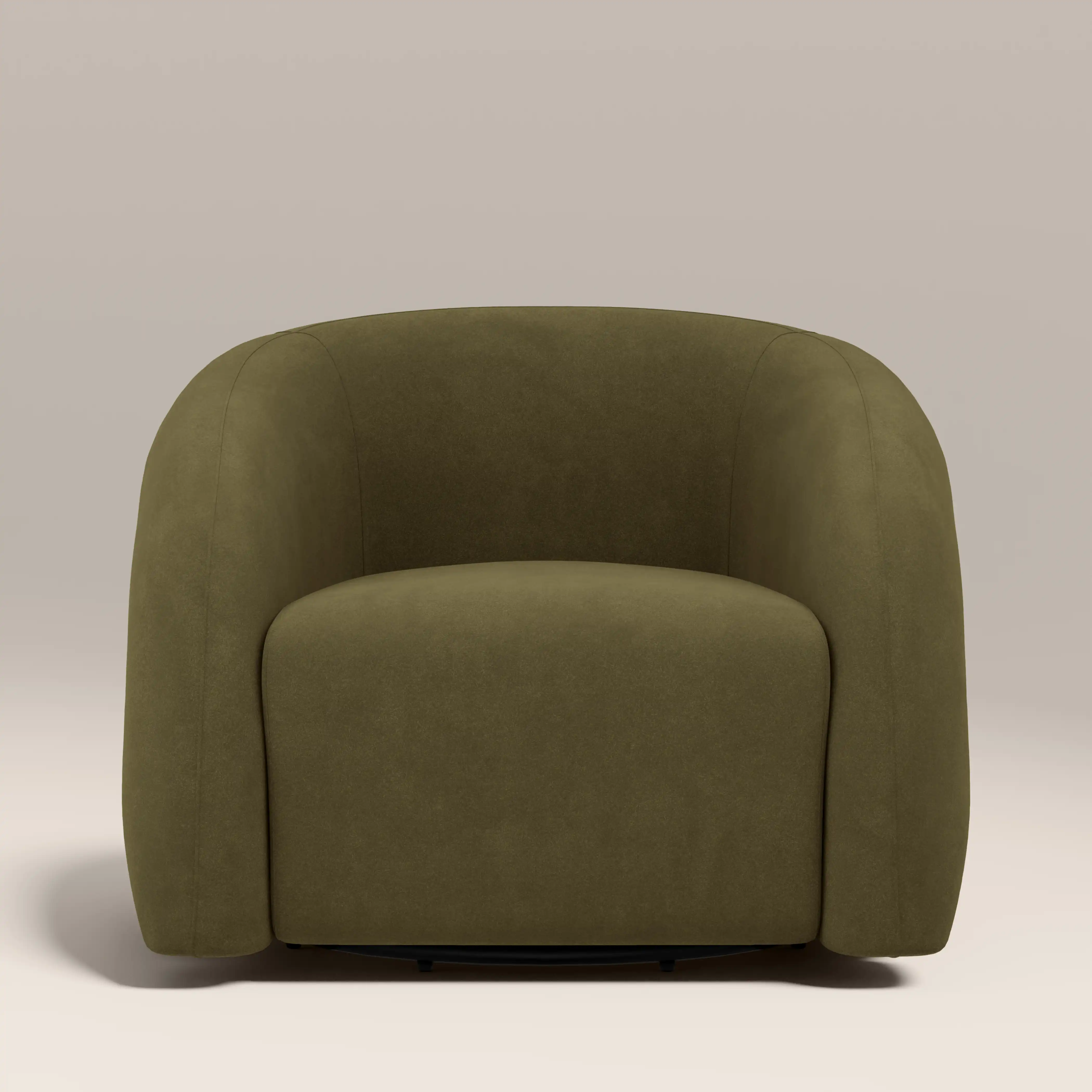 Chaplin Swivel Accent Chair | Moss Green Sustainable Mohair Velvet & Walnut - Image 3