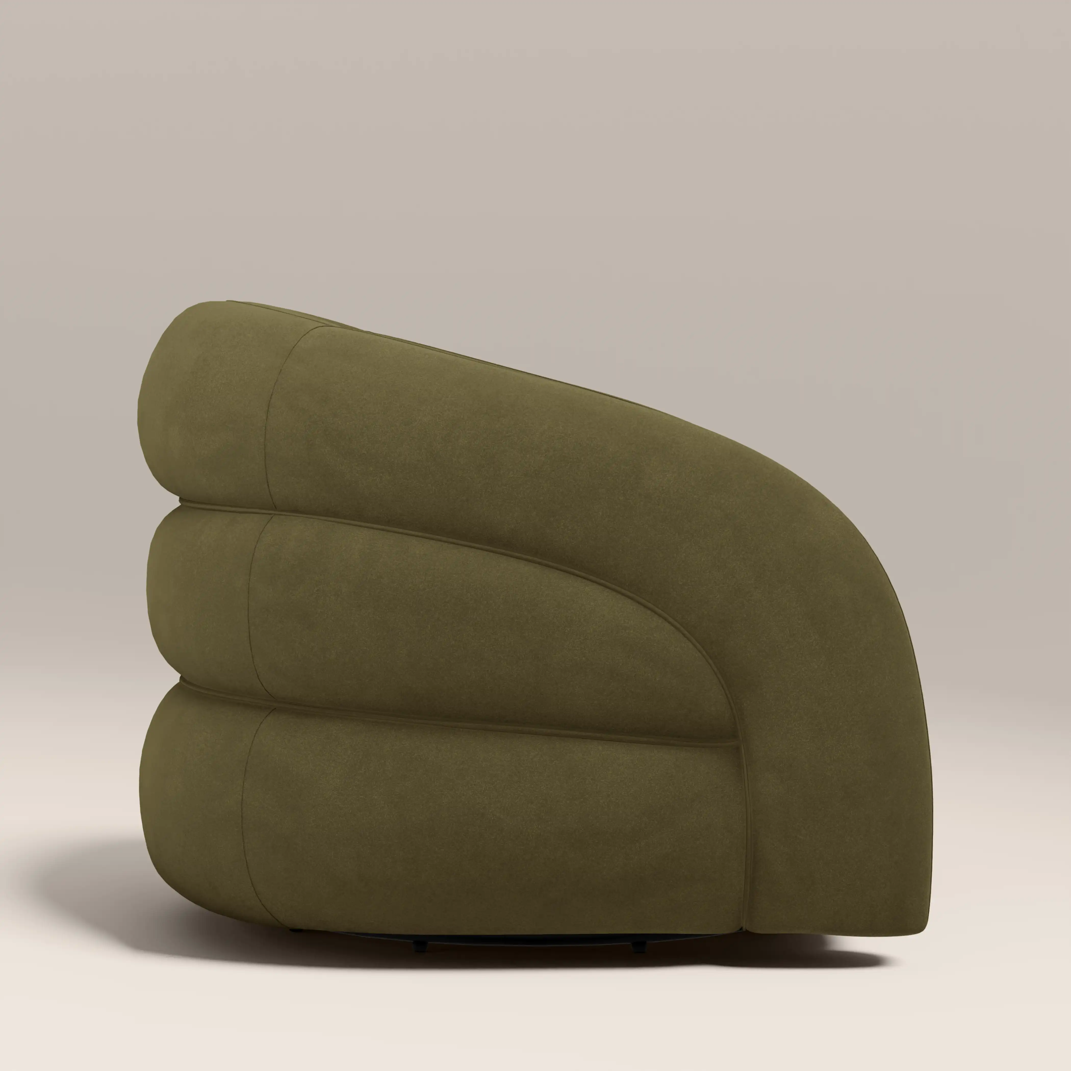 Chaplin Swivel Accent Chair | Moss Green Sustainable Mohair Velvet & Walnut - Image 5