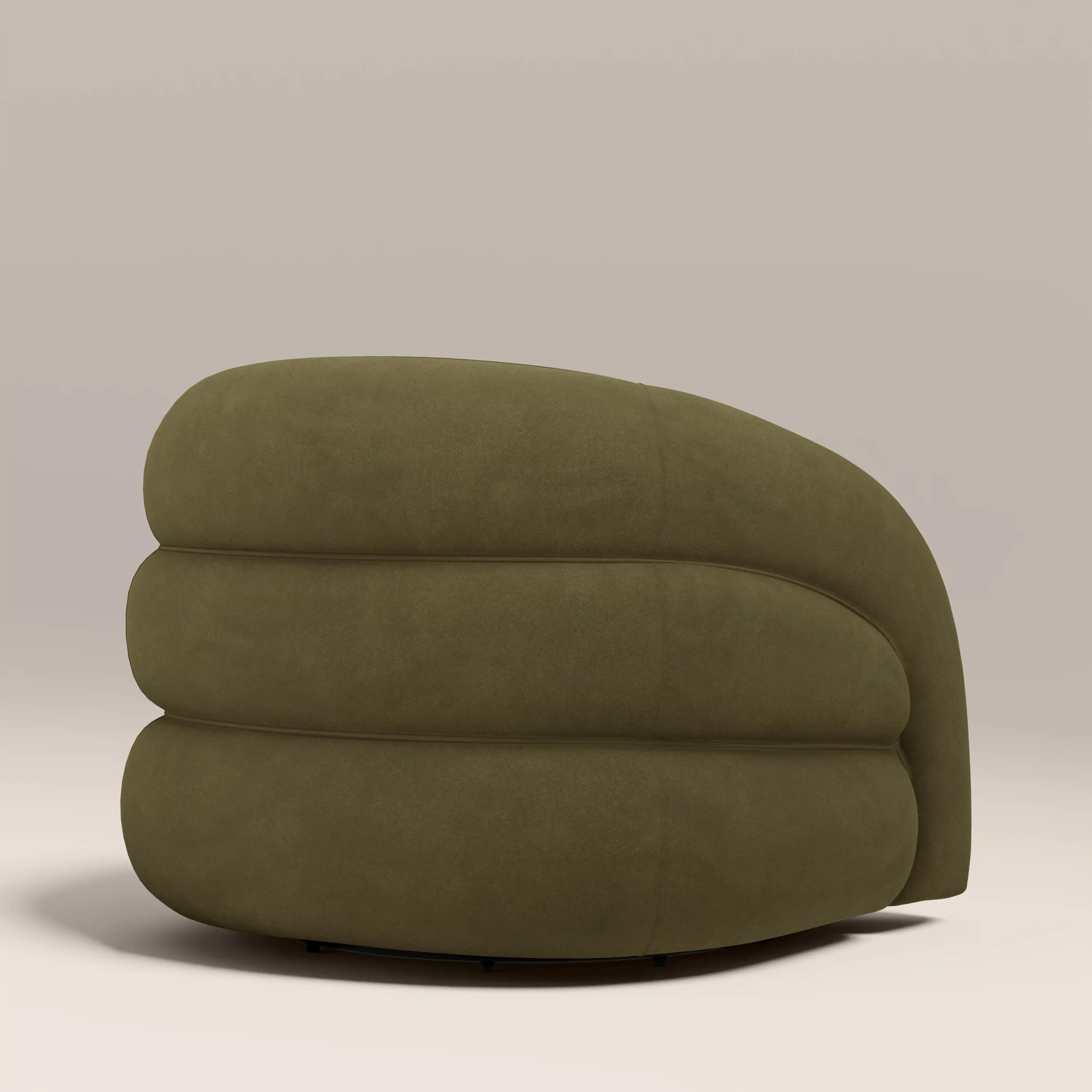 Chaplin Swivel Accent Chair | Moss Green Sustainable Mohair Velvet & Walnut - Image 6