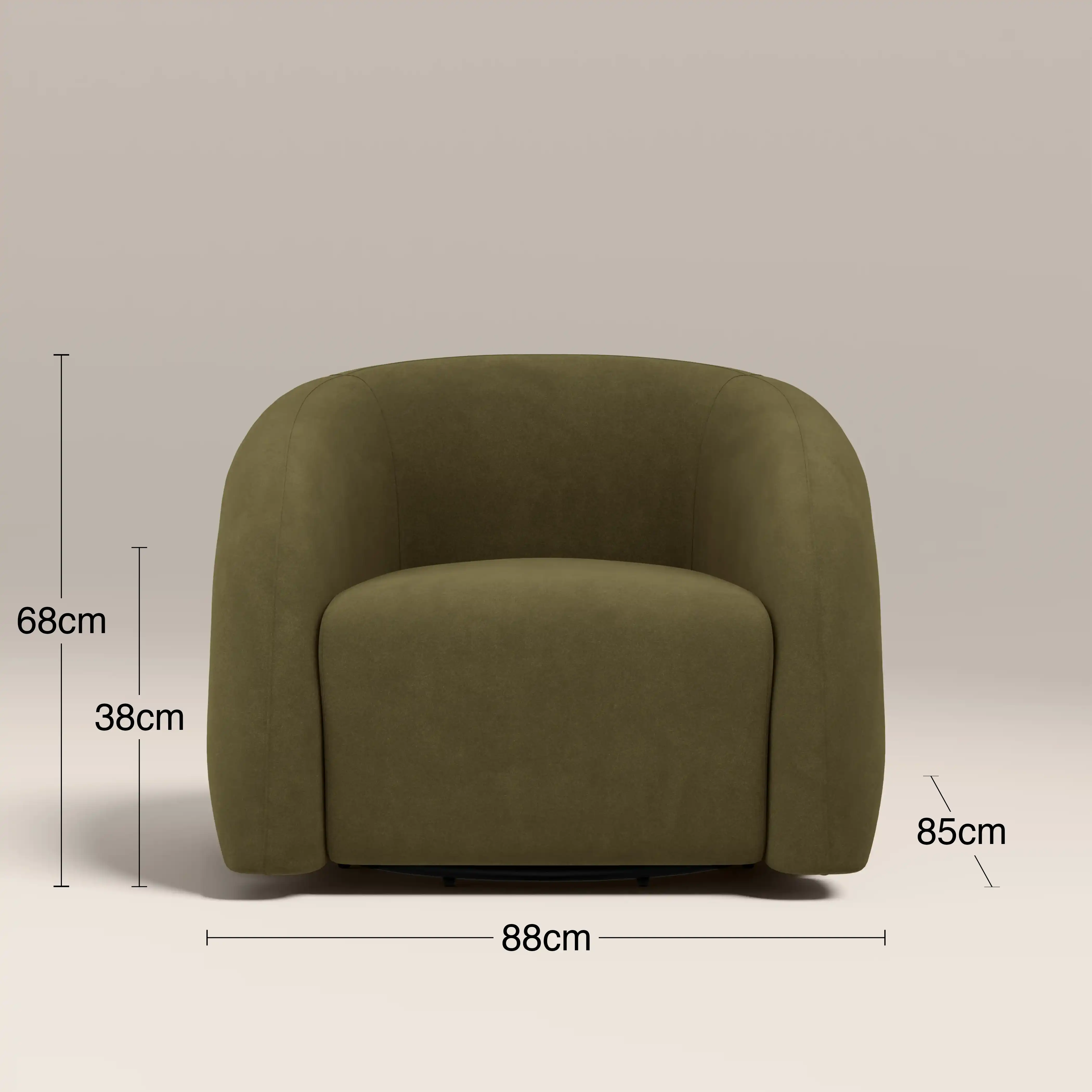 Chaplin Swivel Accent Chair | Moss Green Sustainable Mohair Velvet & Walnut - Image 8