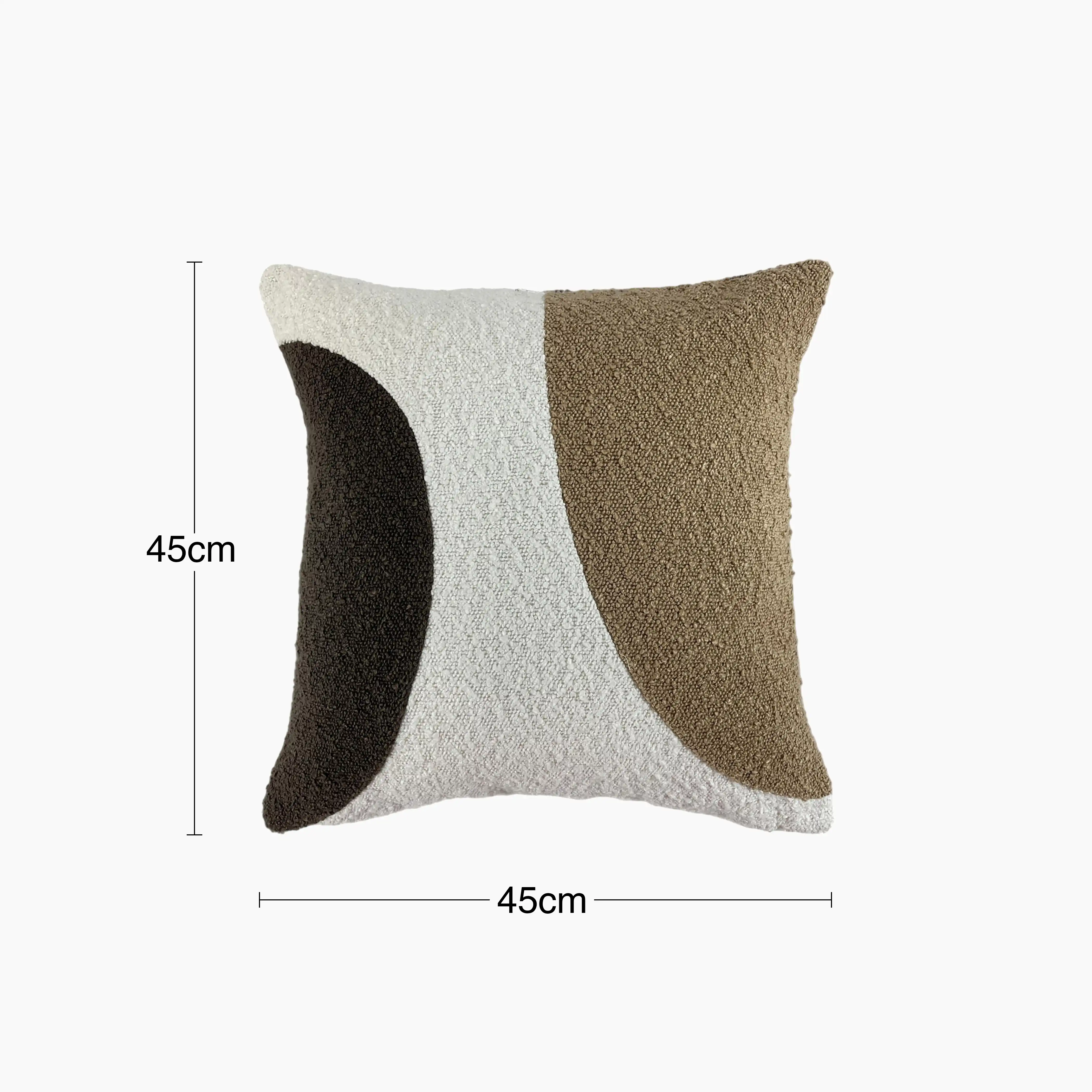 Charlie Square Boucle Cushion | Latte & Brown - Image 3