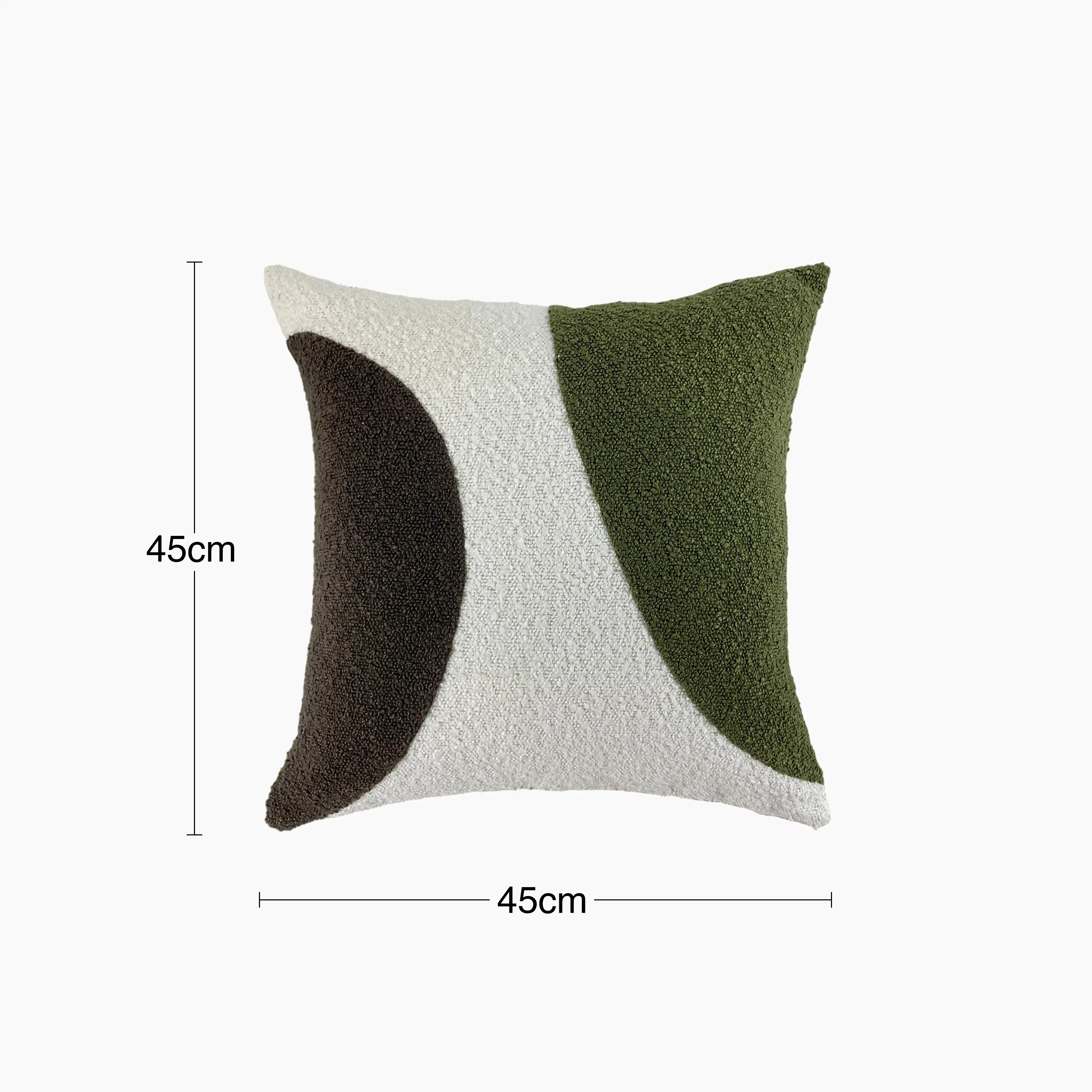 Charlie Square Boucle Cushion | Olive Green & Cream - Image 3