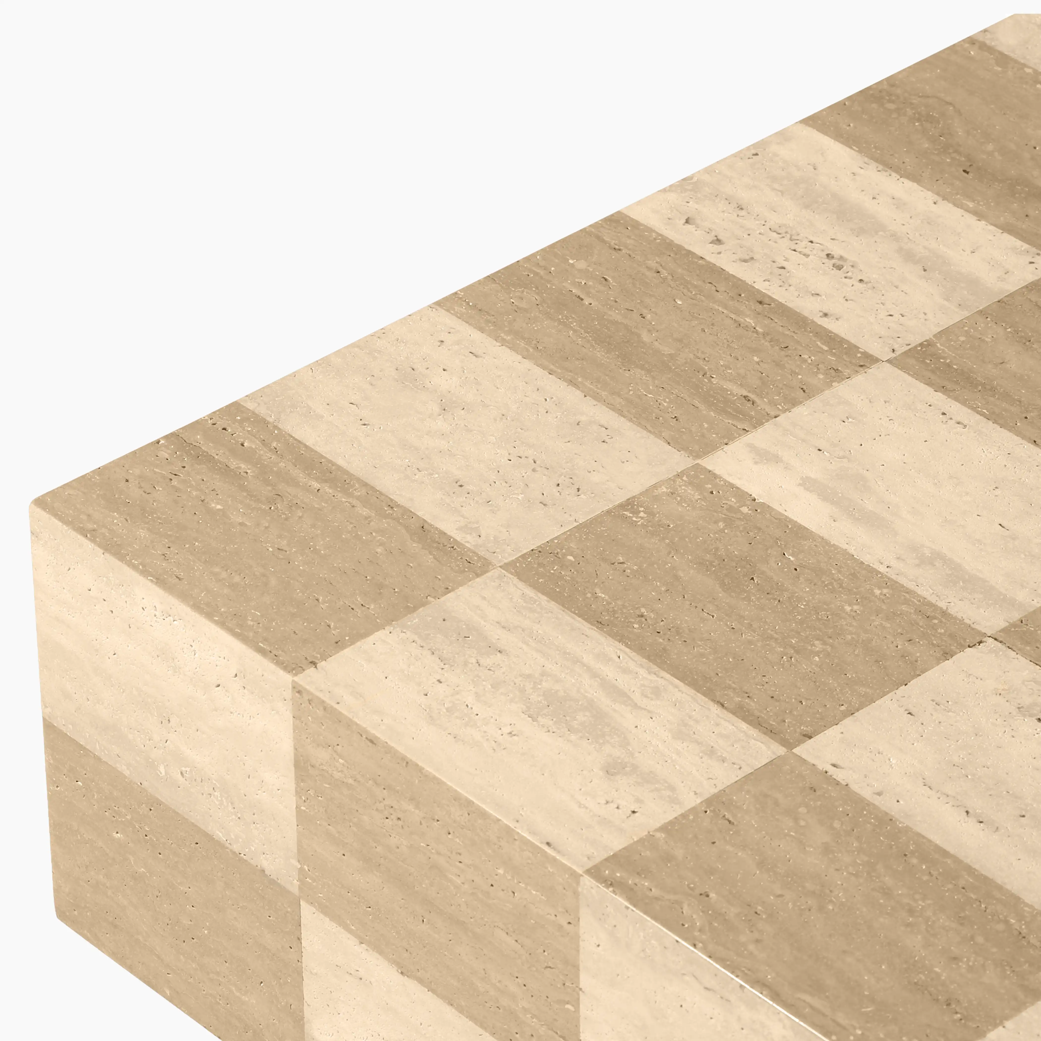 Checkmate Rectangle Coffee Table | Natural Travertine - Image 4