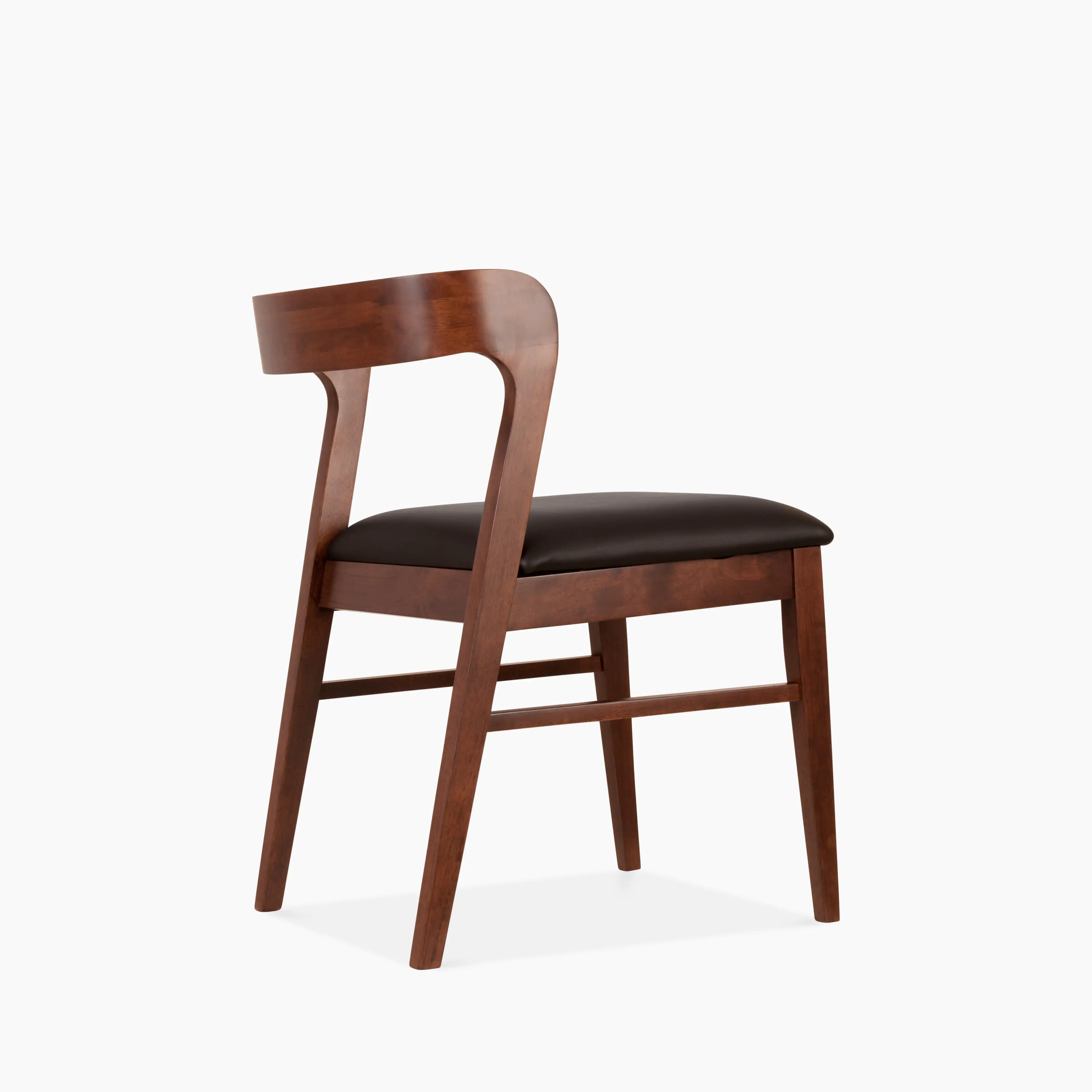 Chiswick Wooden Dining Chair | Black Faux Leather & Walnut - Image 6