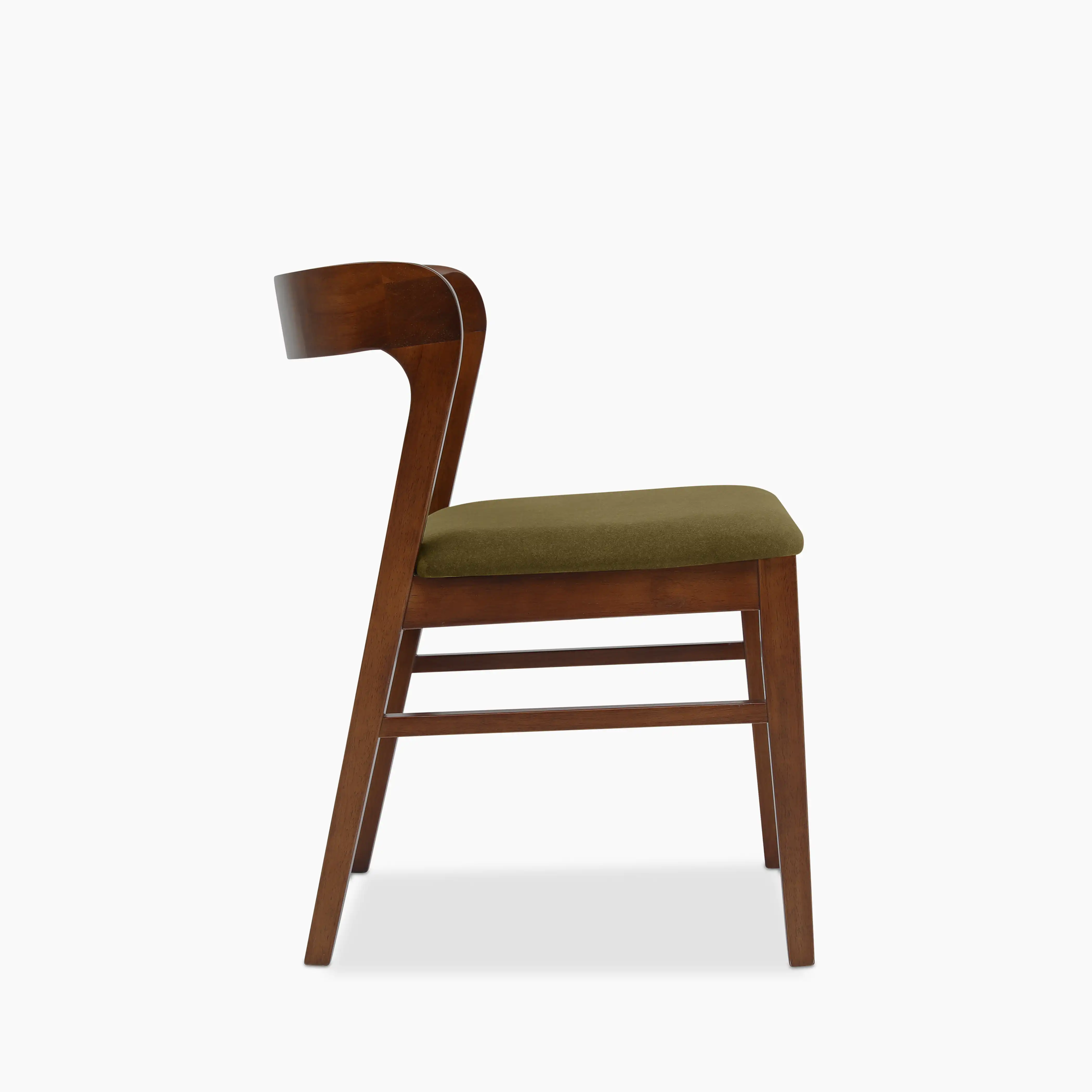Chiswick Wooden Dining Chair | Moss Green Sustainable Mohair Velvet & Walnut - Image 4