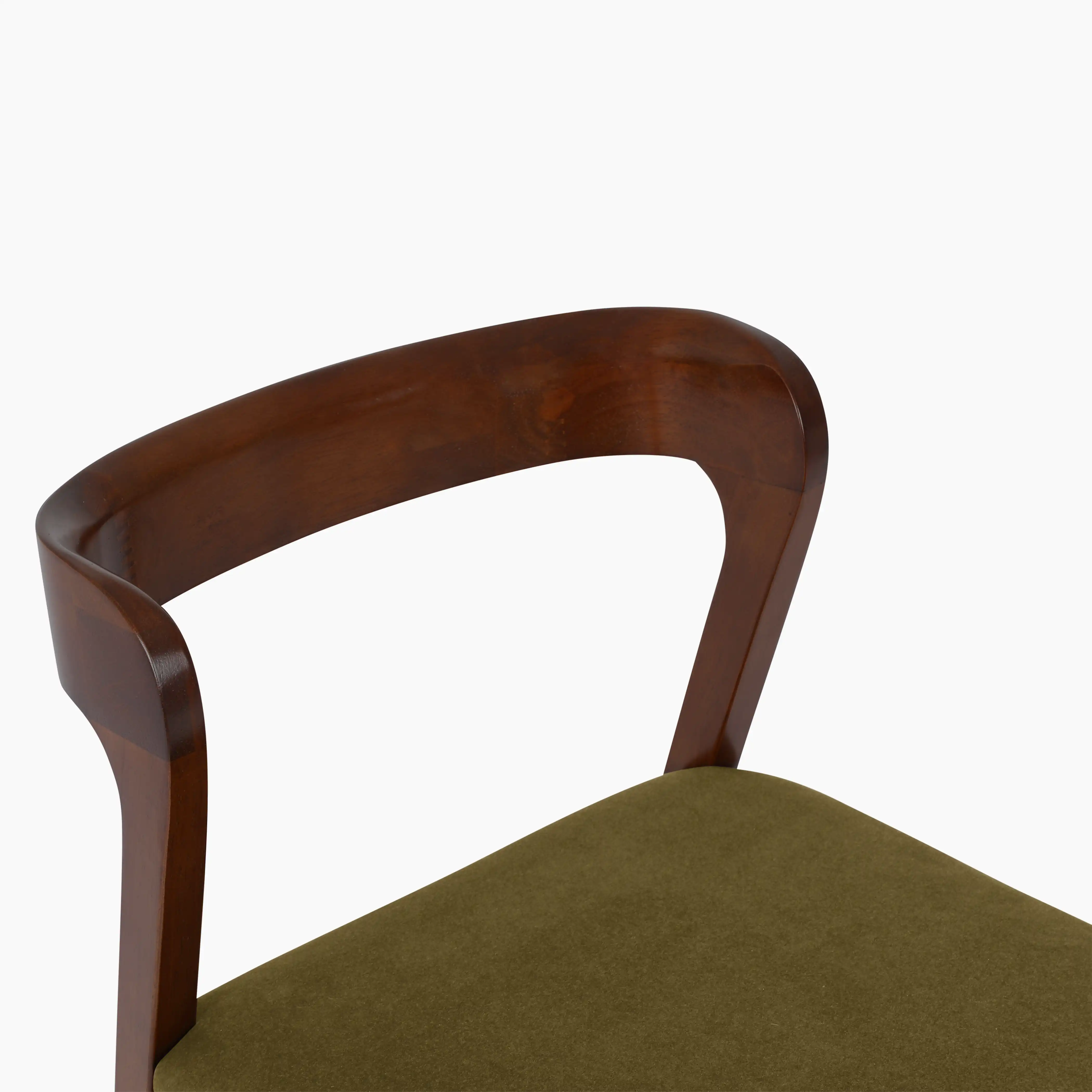 Chiswick Wooden Dining Chair | Moss Green Sustainable Mohair Velvet & Walnut - Image 7