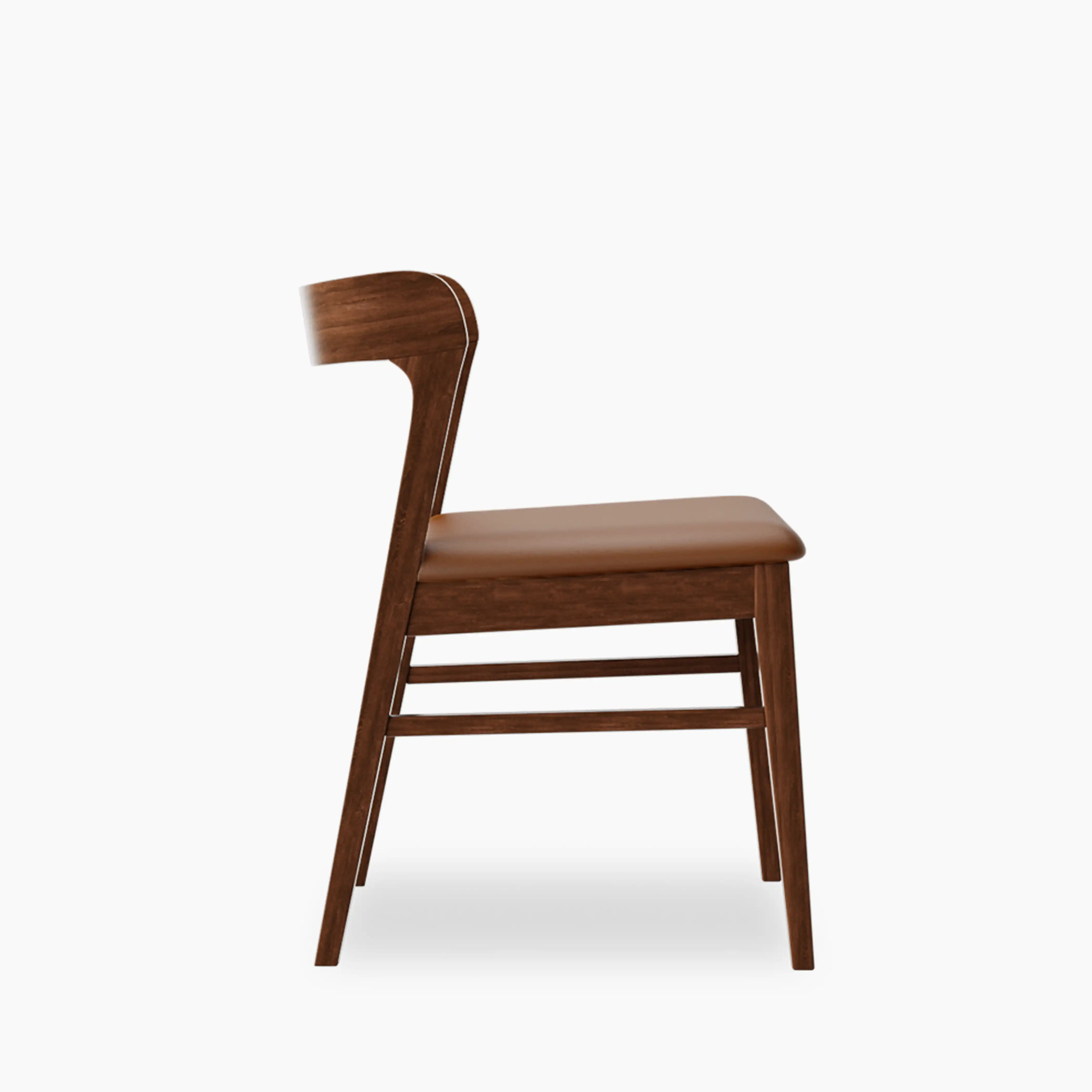 Chiswick Wooden Dining Chair | Vintage Tan Faux Leather & Walnut - Image 5