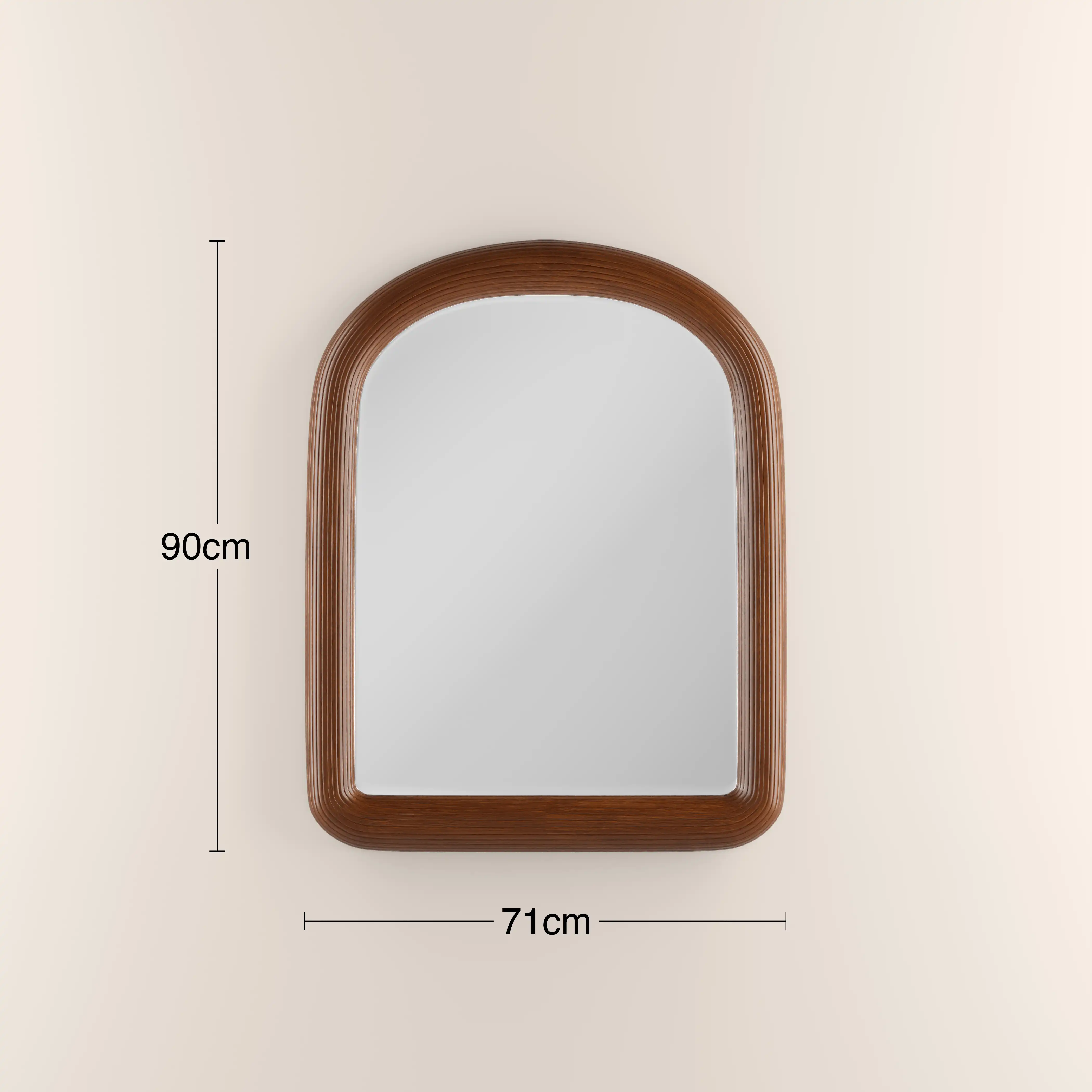 Ciara Arch Wall Mirror, 90 x 71 cm | Walnut - Image 3