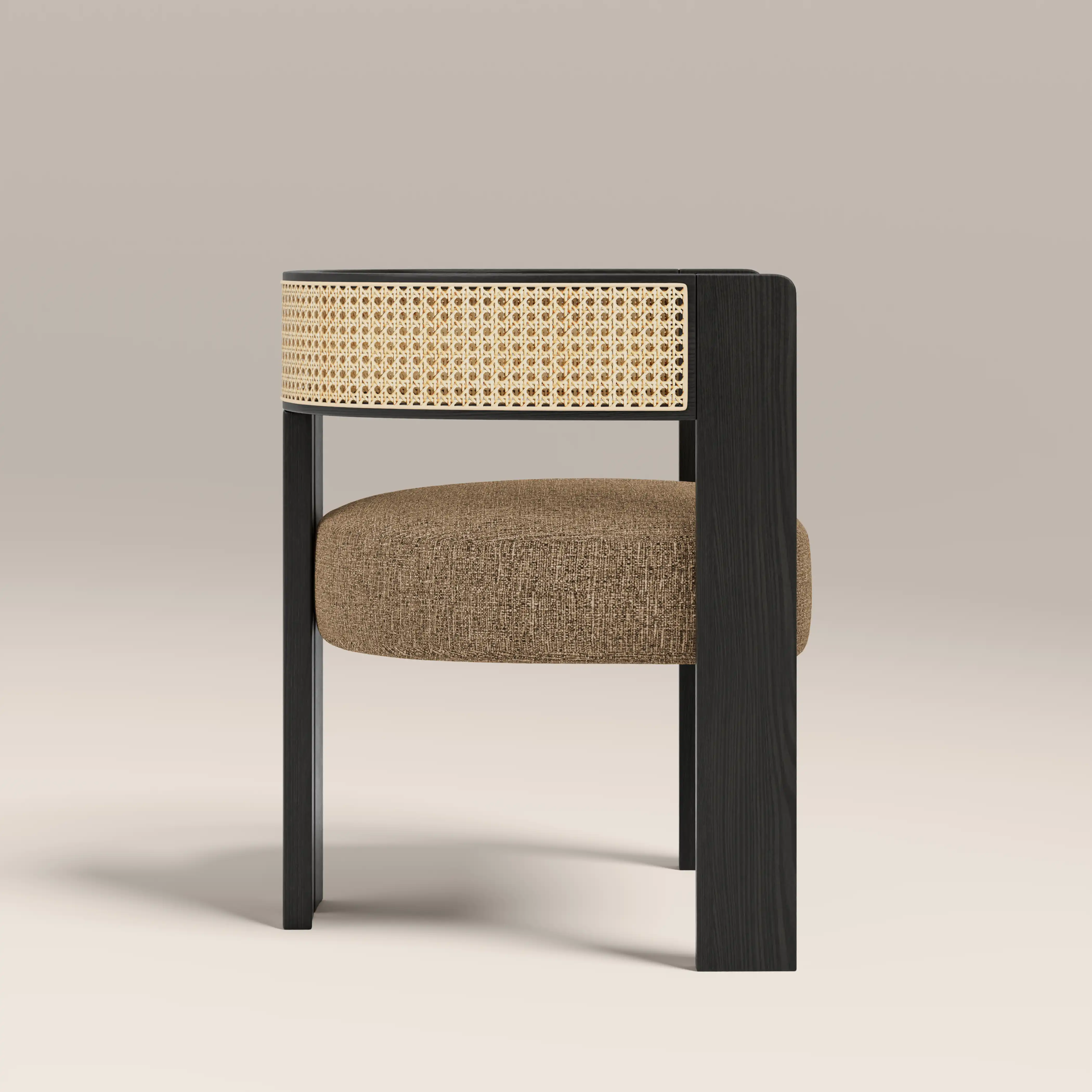 Clifton Wooden Carver Dining Chair | Speckled Cappuccino Boucle & Black - Image 6