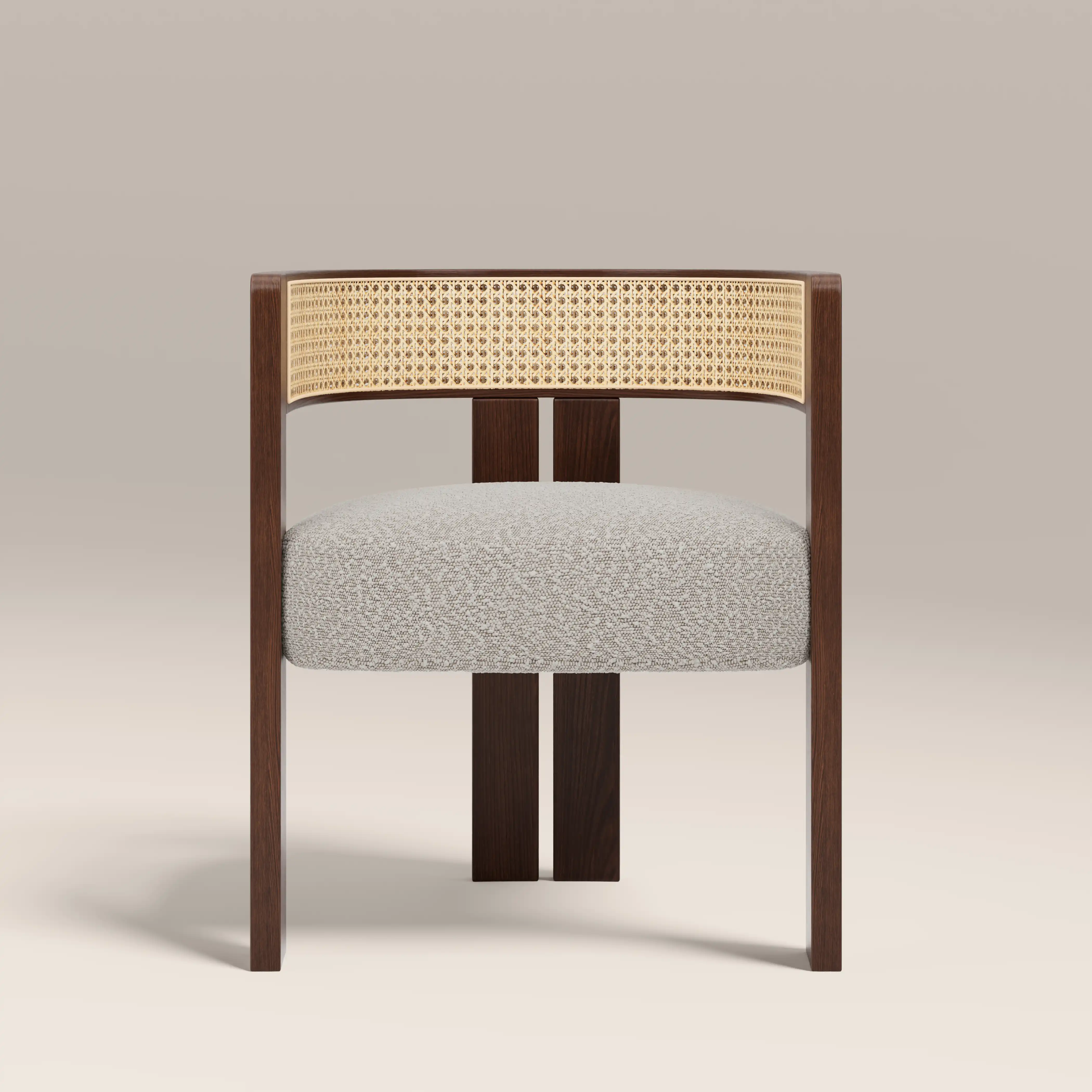 Clifton Wooden Carver Dining Chair | Speckled Stone Sustainable Boucle & Walnut - Image 3