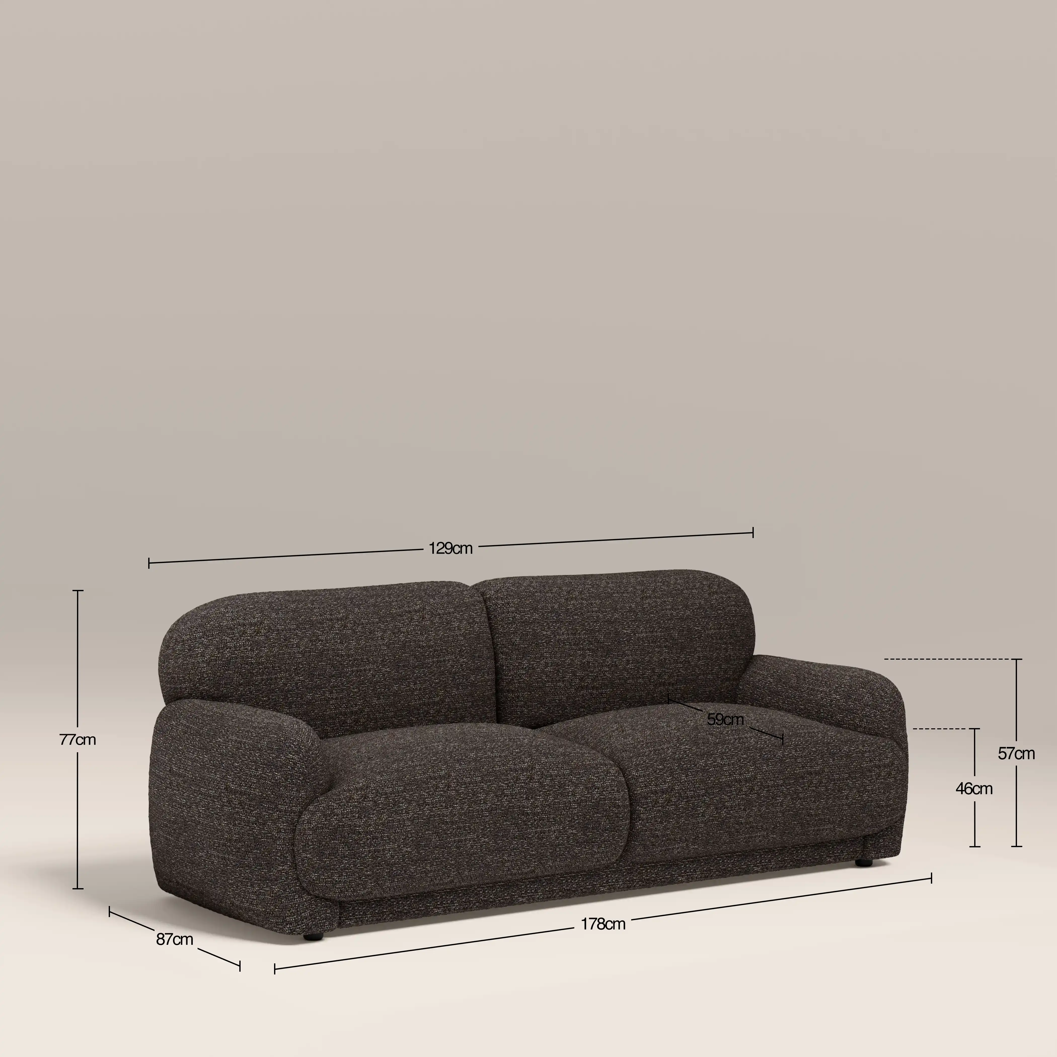 Cloud 2 Seater Sofa | Speckled Espresso Boucle - Image 7