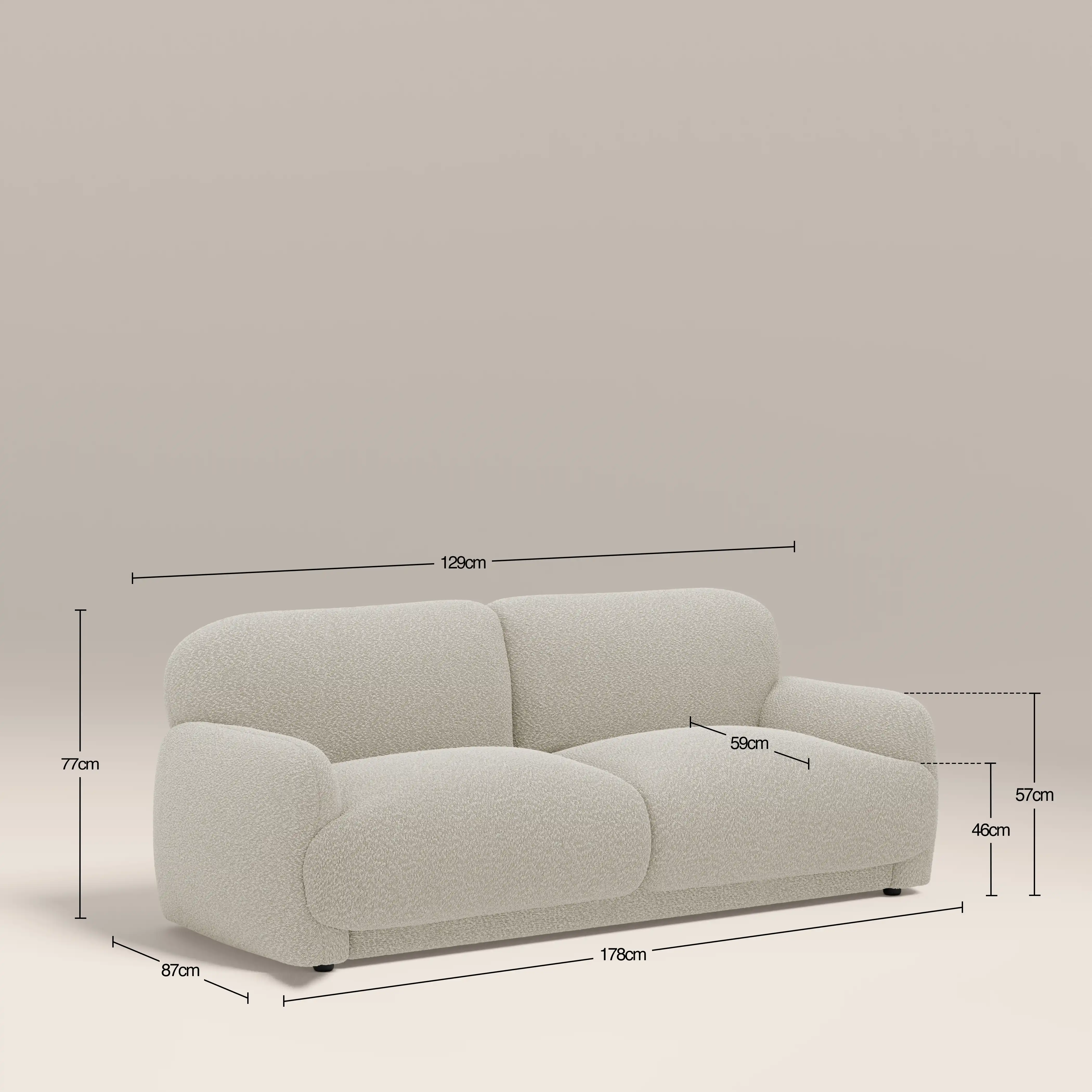 Cloud 2 Seater Sofa | Speckled Stone Sustainable Boucle - Image 7